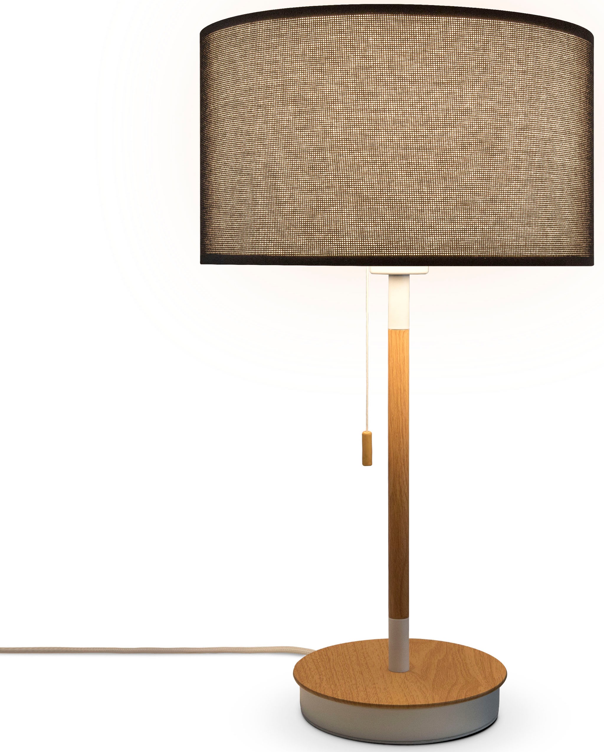 Paco Home Tischleuchte »EK CA UNI COLOR«, Leuchtmittel E27 | ohne Leuchtmittel, Nacht Mit Schalter Stofflampe Vintage Skandinavisch
