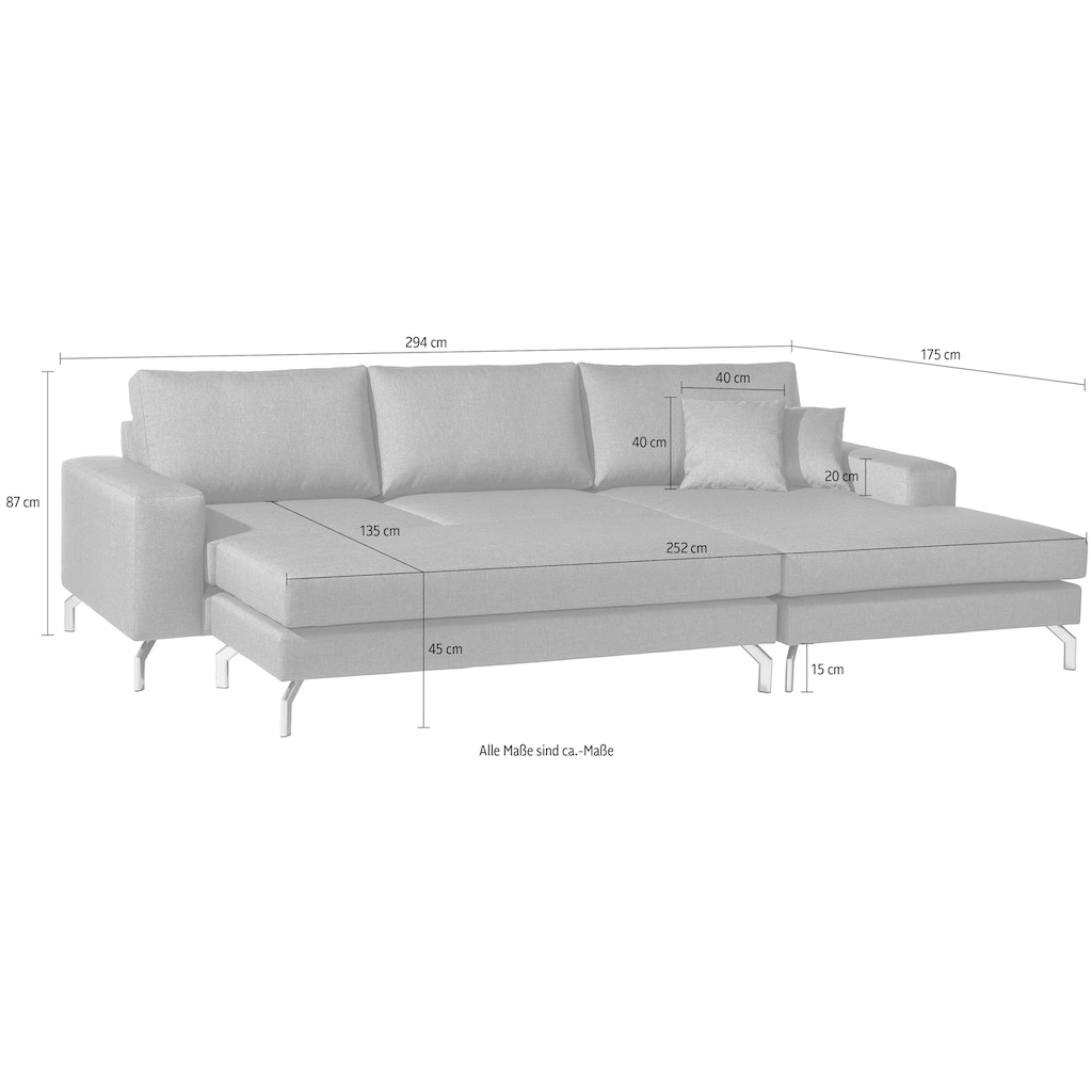 Max Winzer® Ecksofa »Flori«, mit Longchair links oder rechts, inklusive Zierkissen