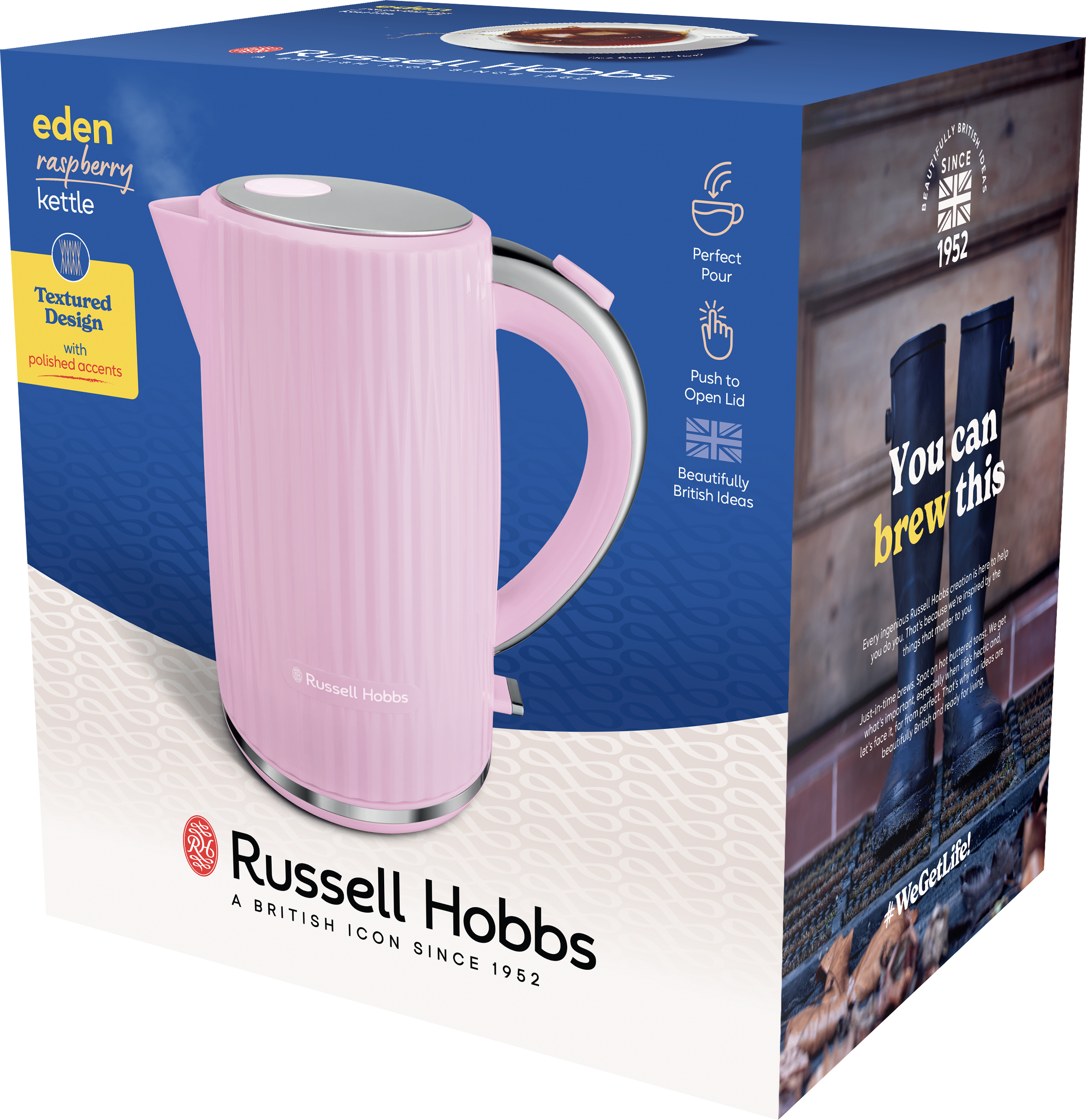 RUSSELL HOBBS Wasserkocher »Eden 27362-70 Himbeere«, 1,7 l, 2400 W, Edelstahlakzente, herausnehmbarer Kalkfilter