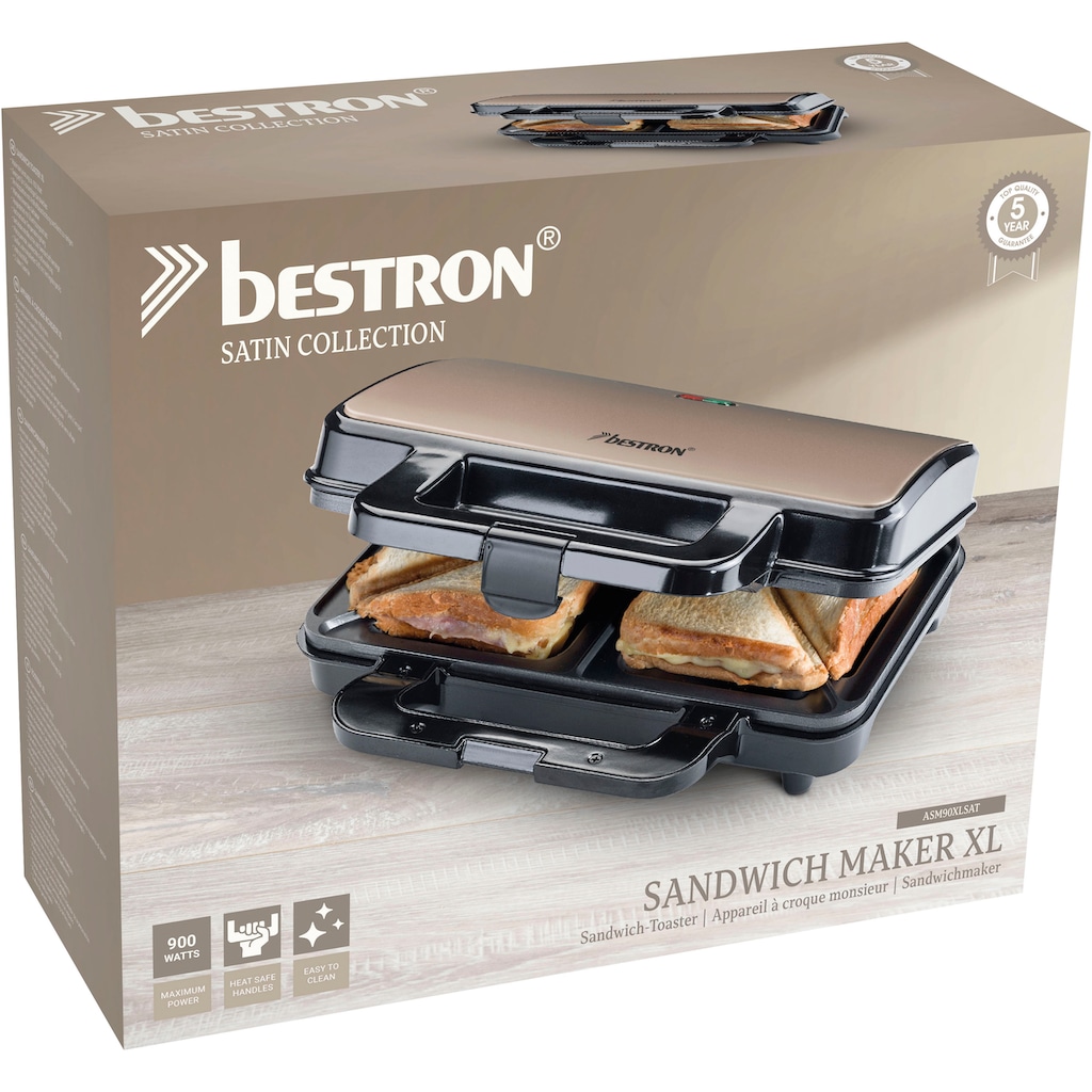 bestron Sandwichmaker »ASM90XLSAT, antihaftbeschichtet, für 2 Sandwiches«, 900 W