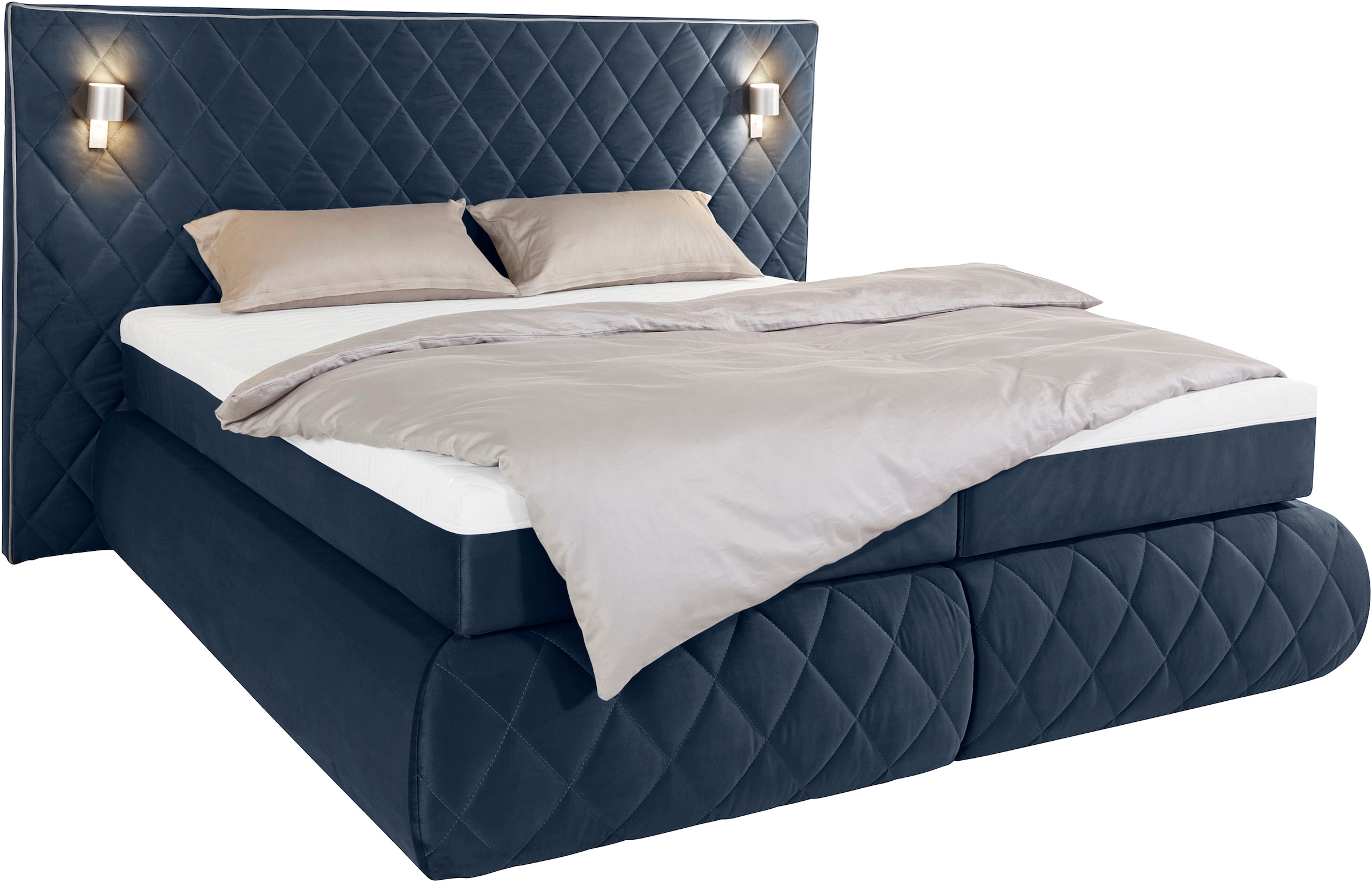Places of Style Boxspringbett Alaric, wahlweise mit und ohne LED-Beleuchtung, in 3 Härtegraden lieferbar