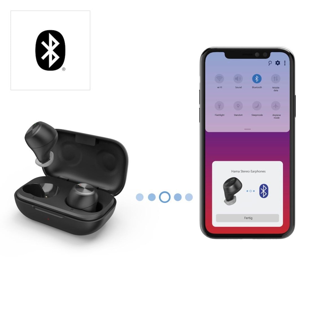 Thomson Bluetooth-Kopfhörer »Bluetooth Kopfhörer True Wireless, kabellos, spritzwassergeschützt«, A2DP Bluetooth-AVRCP Bluetooth-HFP-HSP-SPP, True Wireless-Sprachsteuerung, Sprachassistenten, integriertes Mikrofon und Telefonfunkion, In Ear