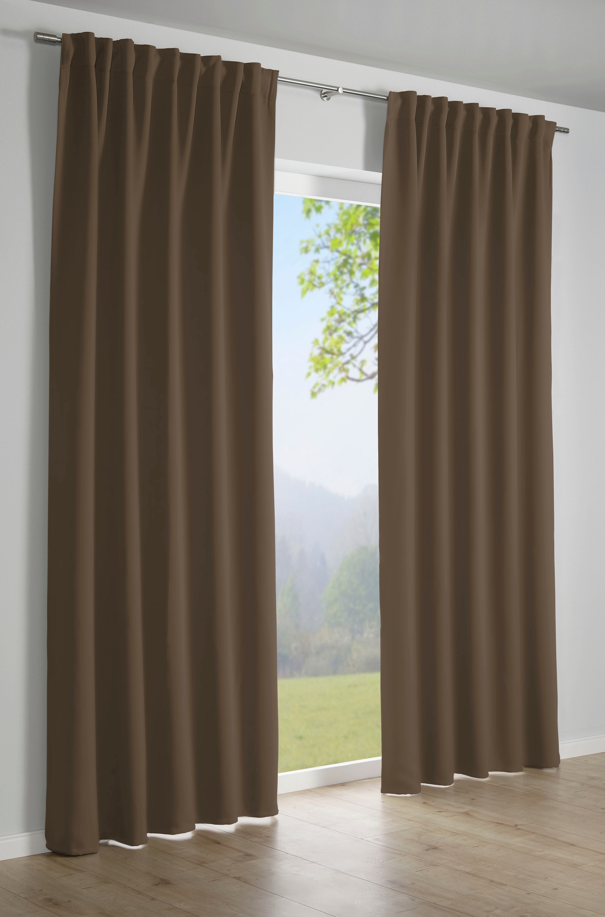 Gardine »Schal Dimout Uni«, (1 St.), mit Gardinenband und verdeckten Schlaufen