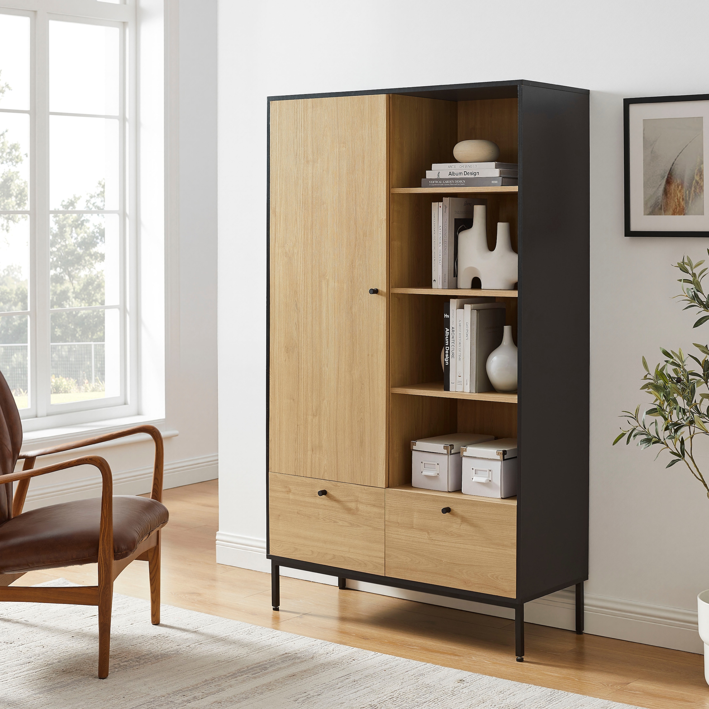 OTTO home Highboard »Tayler« pflegeleichte Melaminoberfläche, Metallgestell, Breite 100 cm