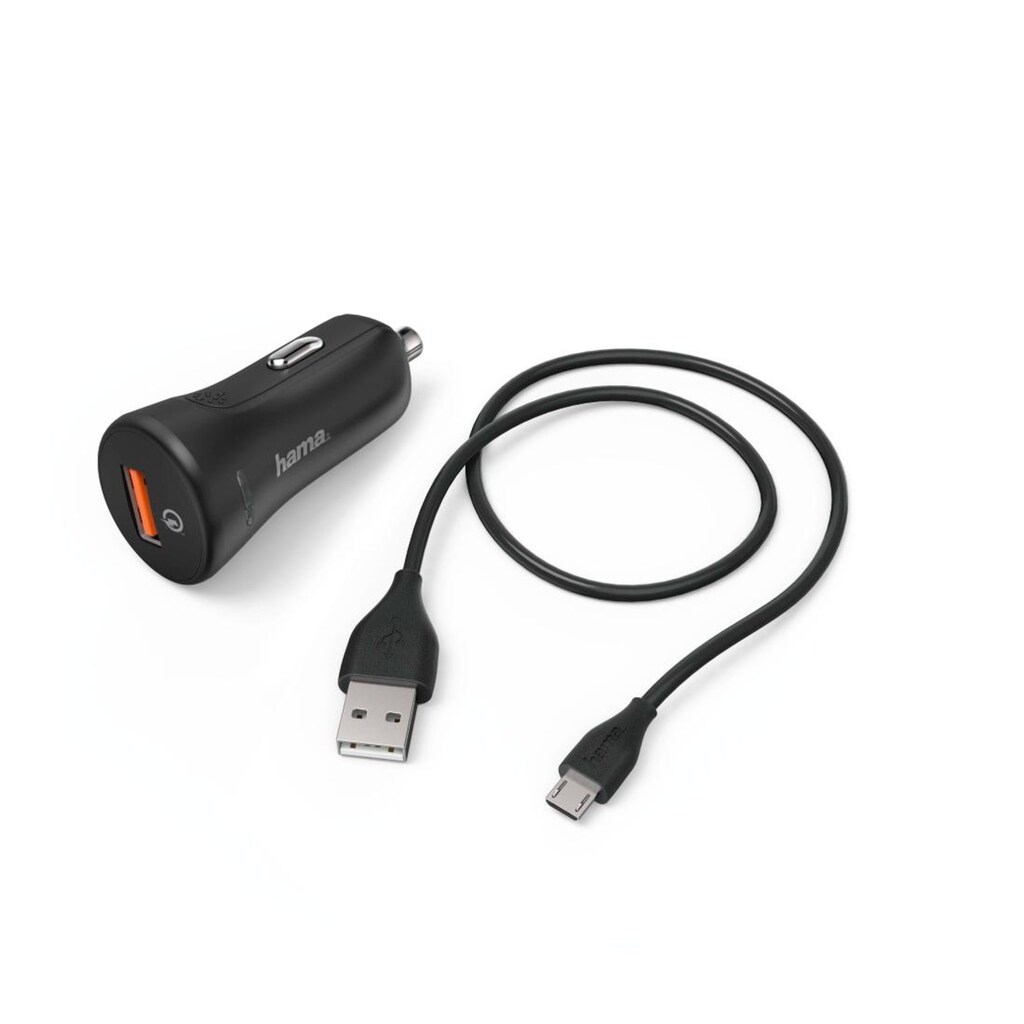 Hama KFZ-Adapter »Kfz-Ladeset,Micro USB,3A,Ladegerät QC3.0 +Micro-USB-Kabel 1,5m,Schwarz«, 150 cm