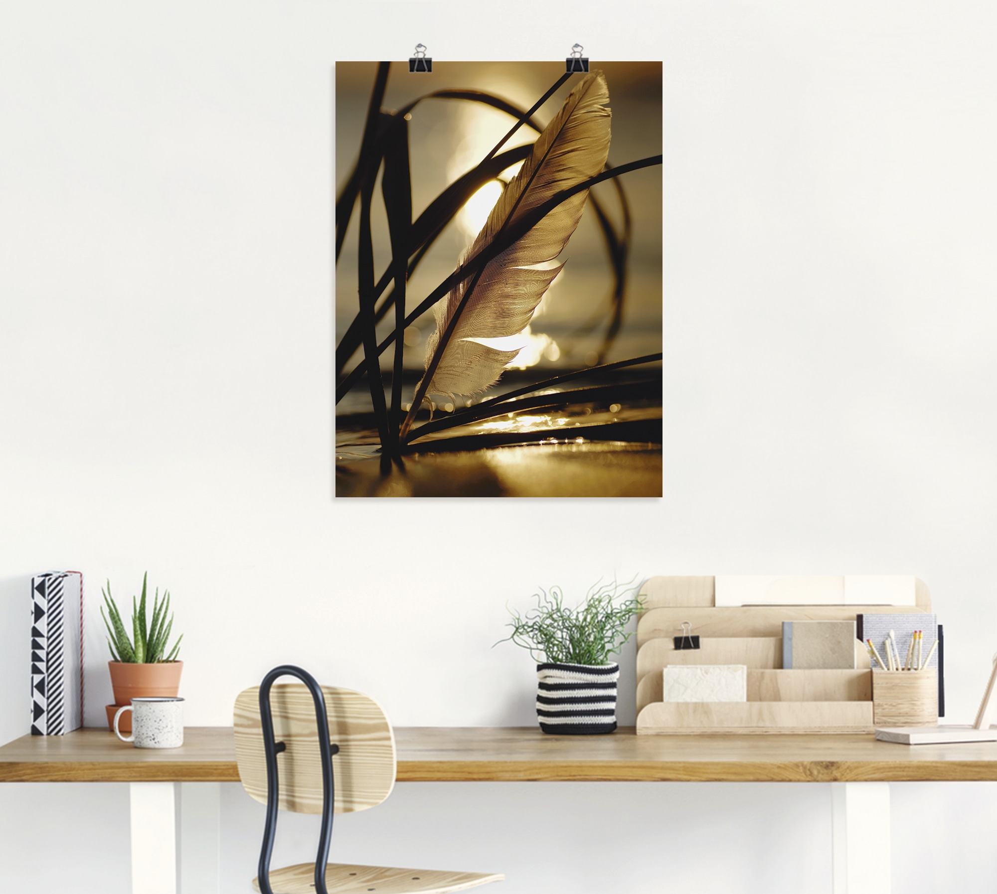 Artland Wandbild »Feder im Abendlicht« Gräser 1 Stk. tlg. als Leinwandbild, Poster in verschied. Größen