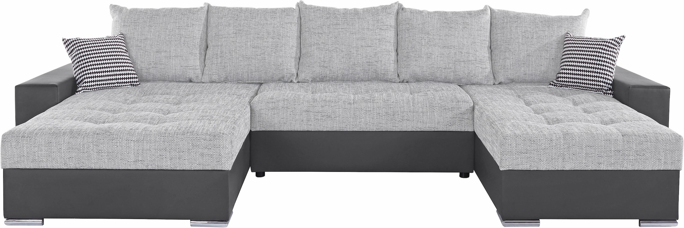 COLLECTION AB Wohnlandschaft »XXL-Josy U-Form, Breite 333 cm, mit 2 Recamieren 77 & 97 cm«, inkl. Bettfunktion, Bettkasten, mit 5 gleich großen Rückenkissen
