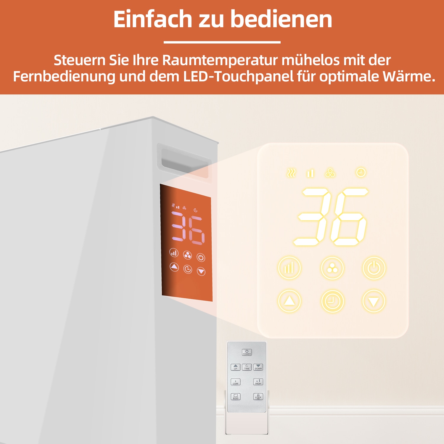 SHX Konvektor, 2400 W, Smart Home fähig (Wifi), Wandmontage möglich