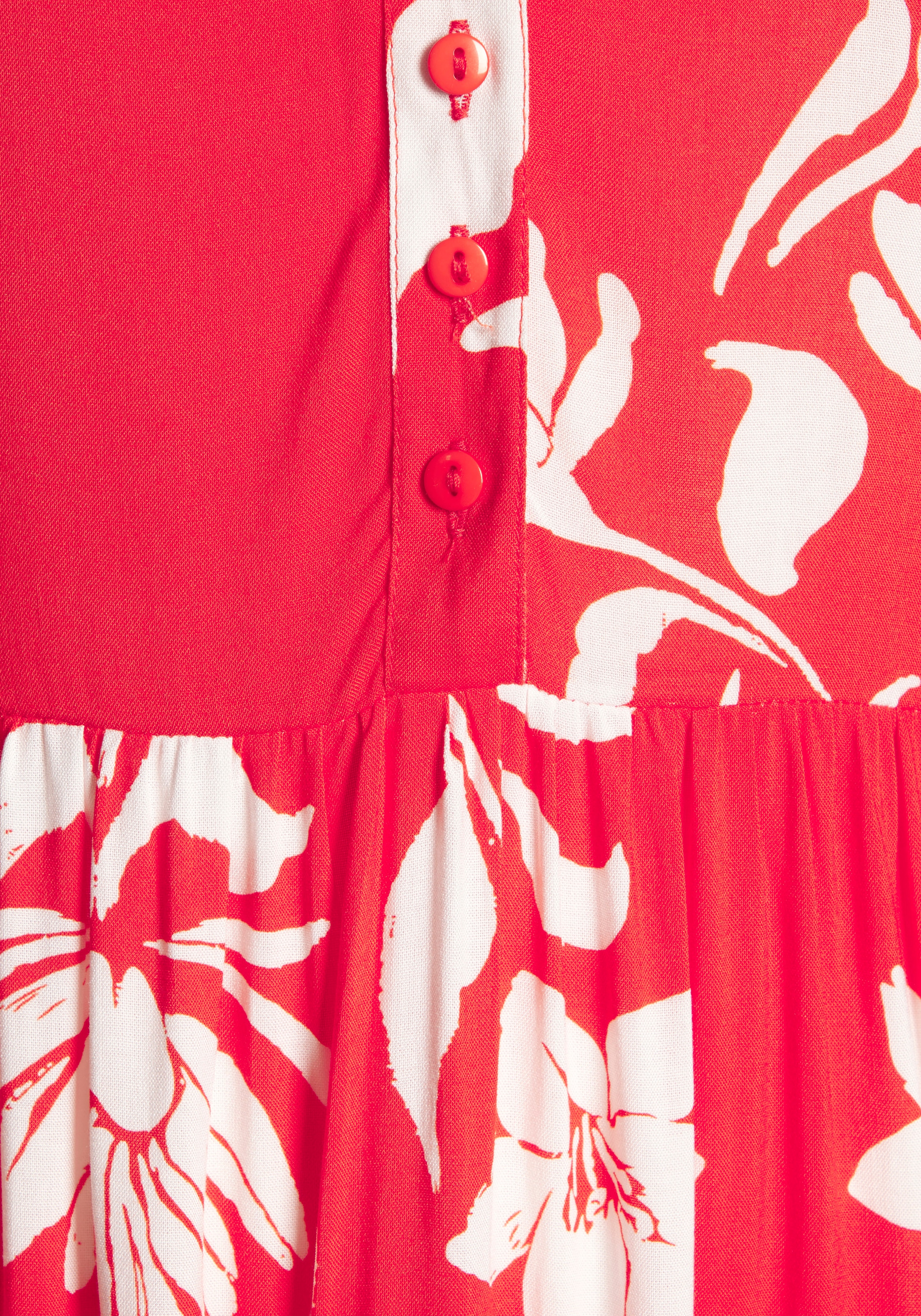 LASCANA Maxikleid mit Blumenprint und Knopfleiste, Sommerkleid, Strandkleid