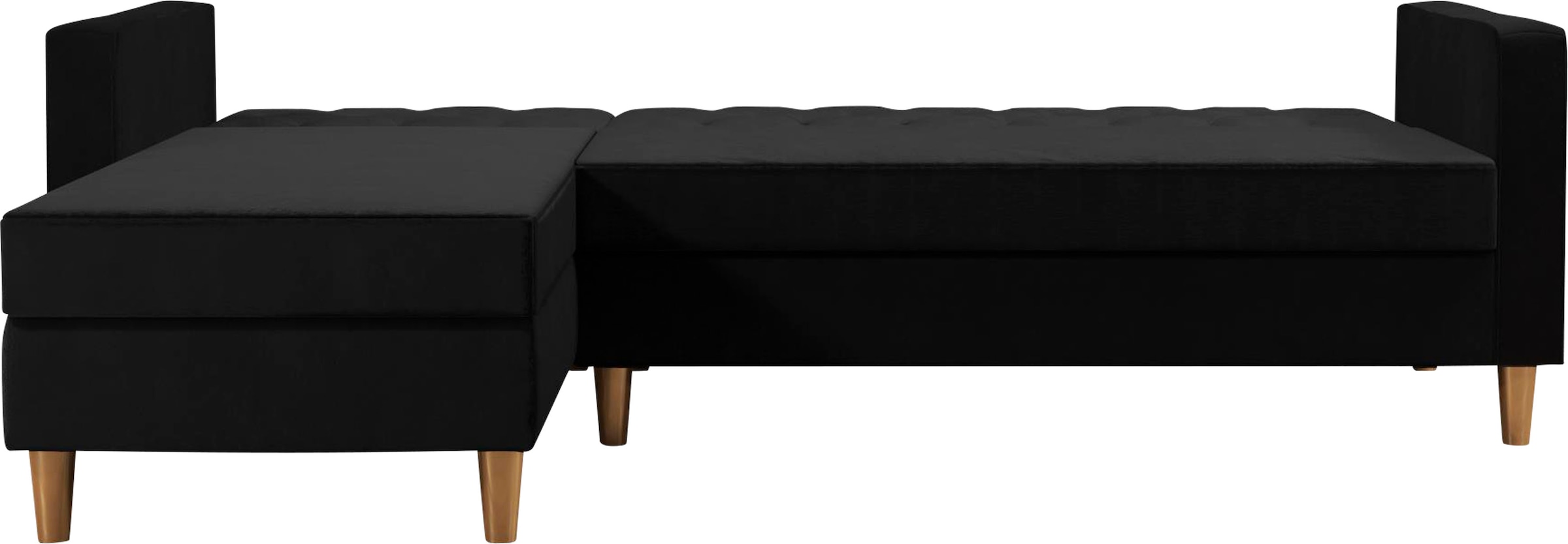Cosmo Living Ecksofa »Liberty«, mit Schlafffunktion, Recamiere mit Stauraum beidseitig montierbar