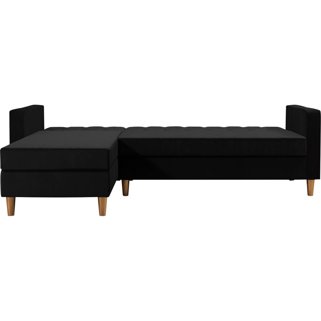 Cosmo Living Ecksofa »Liberty«, mit Schlafffunktion, Recamiere mit Stauraum beidseitig montierbar