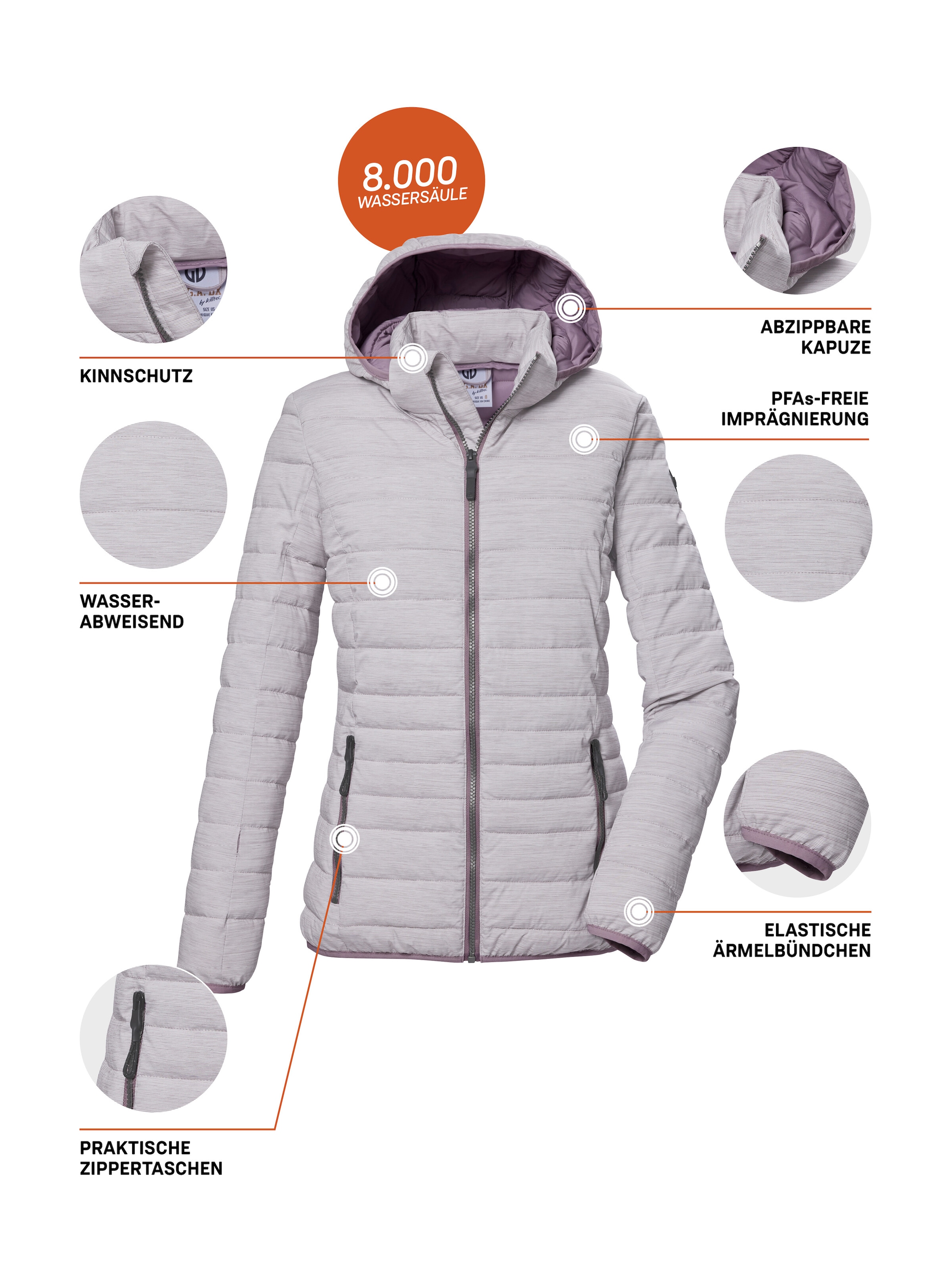 G.I.G.A. DX by killtec Steppjacke »GS 63 WMN QLTD JCKT_Uyaka«, Steppjacke: wasser- und windabweisend, atmungsaktiv, abzippbare Kapuze