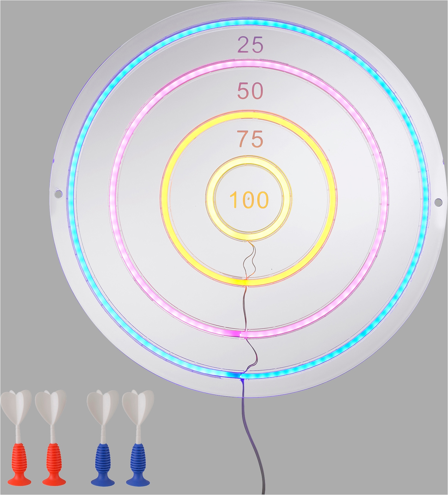 JUST LIGHT LED Wandleuchte »Dartscheibe NEON-DARTS« LED-Board 1 Stk. RGB LED-Dartscheibe mit 4 Saugnapf-Dartpfeilen