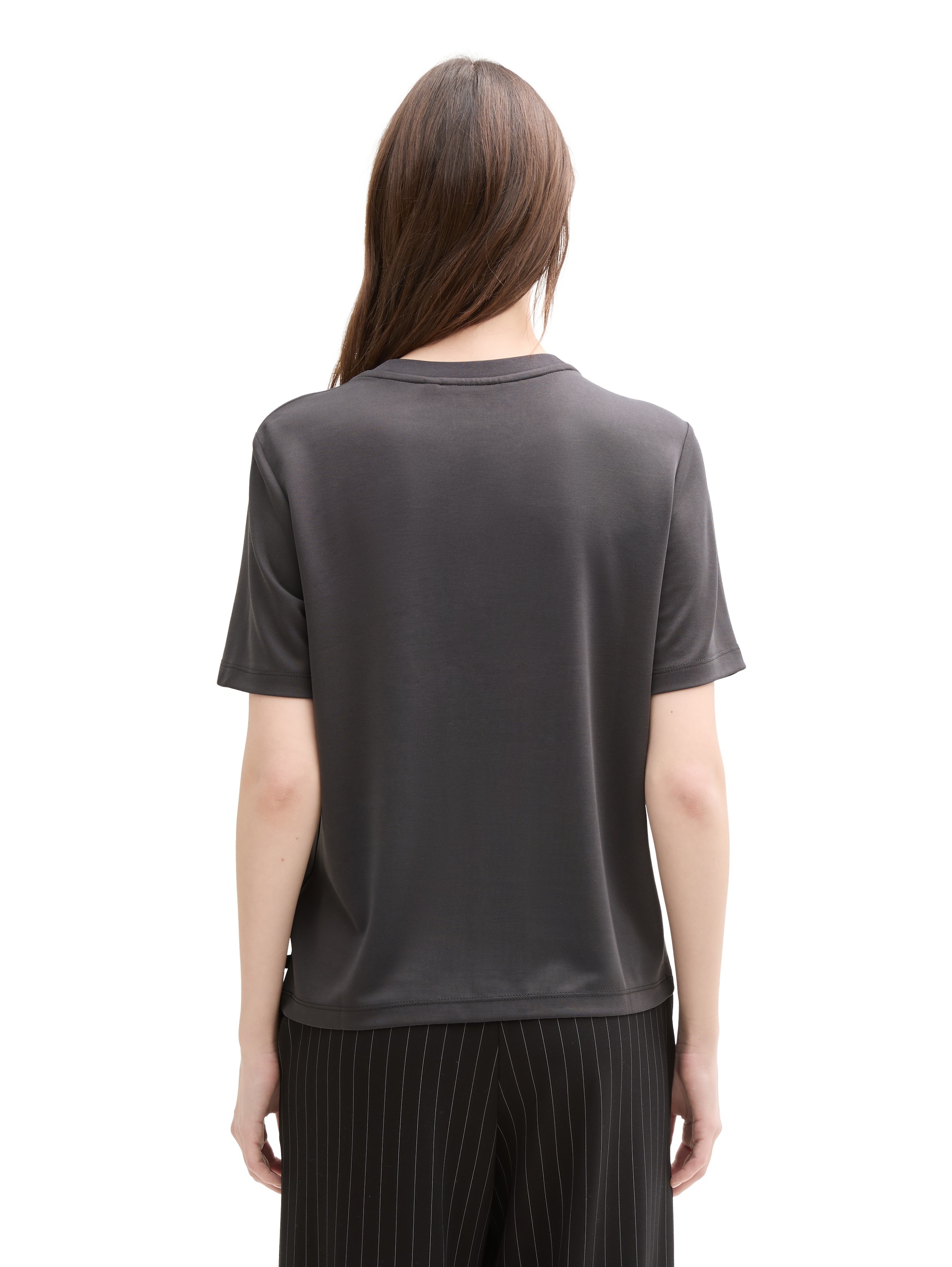 TOM TAILOR Denim Rundhalsshirt, mit Rundhalsausschnitt