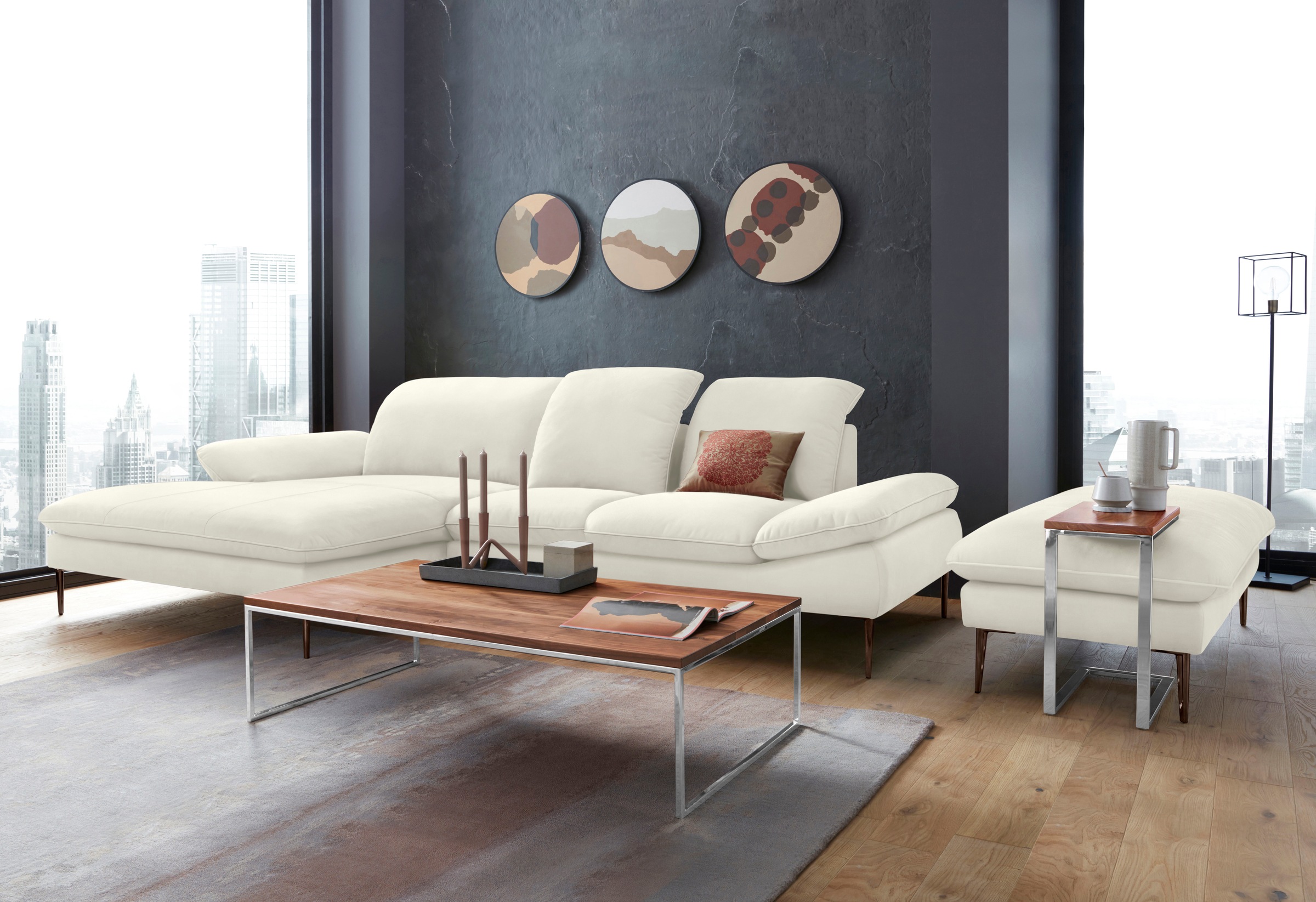 W.SCHILLIG Ecksofa »enjoy&MORE, Designsofa, bequem, zeitlos und elegant, L-Form«, Sitztiefenverstellung, Füße bronze pulverbeschichtet, Breite 310 cm
