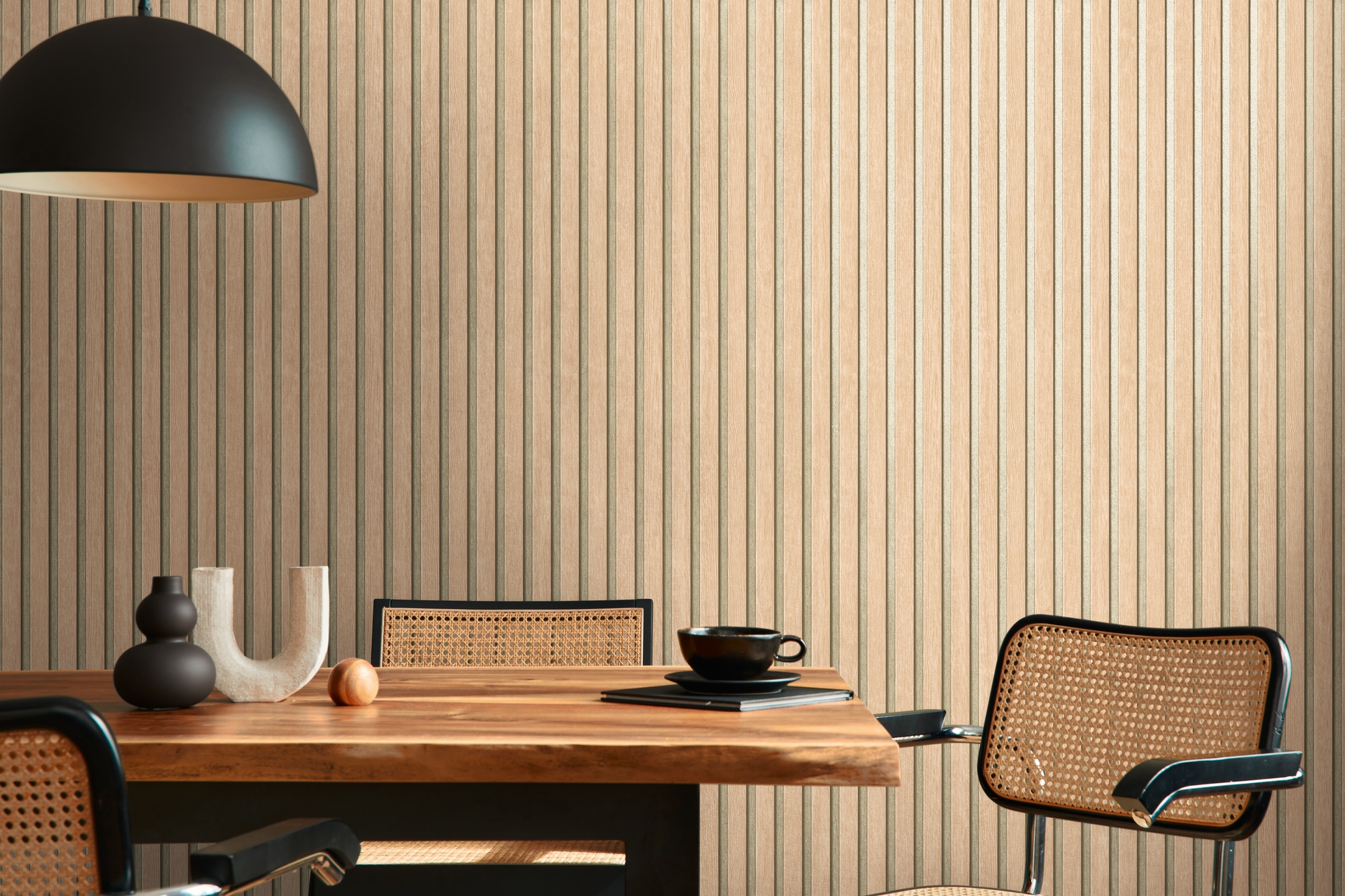 A.S. Création Vliestapete »50 Jahre AS Holzpaneele Tapete Holzoptik mit Metallic-Effekt 3D« leicht glänzend strukturiert Vliestapete Wandpaneele für Schlafzimmer Küche Wohnzimmer Holzpaneele