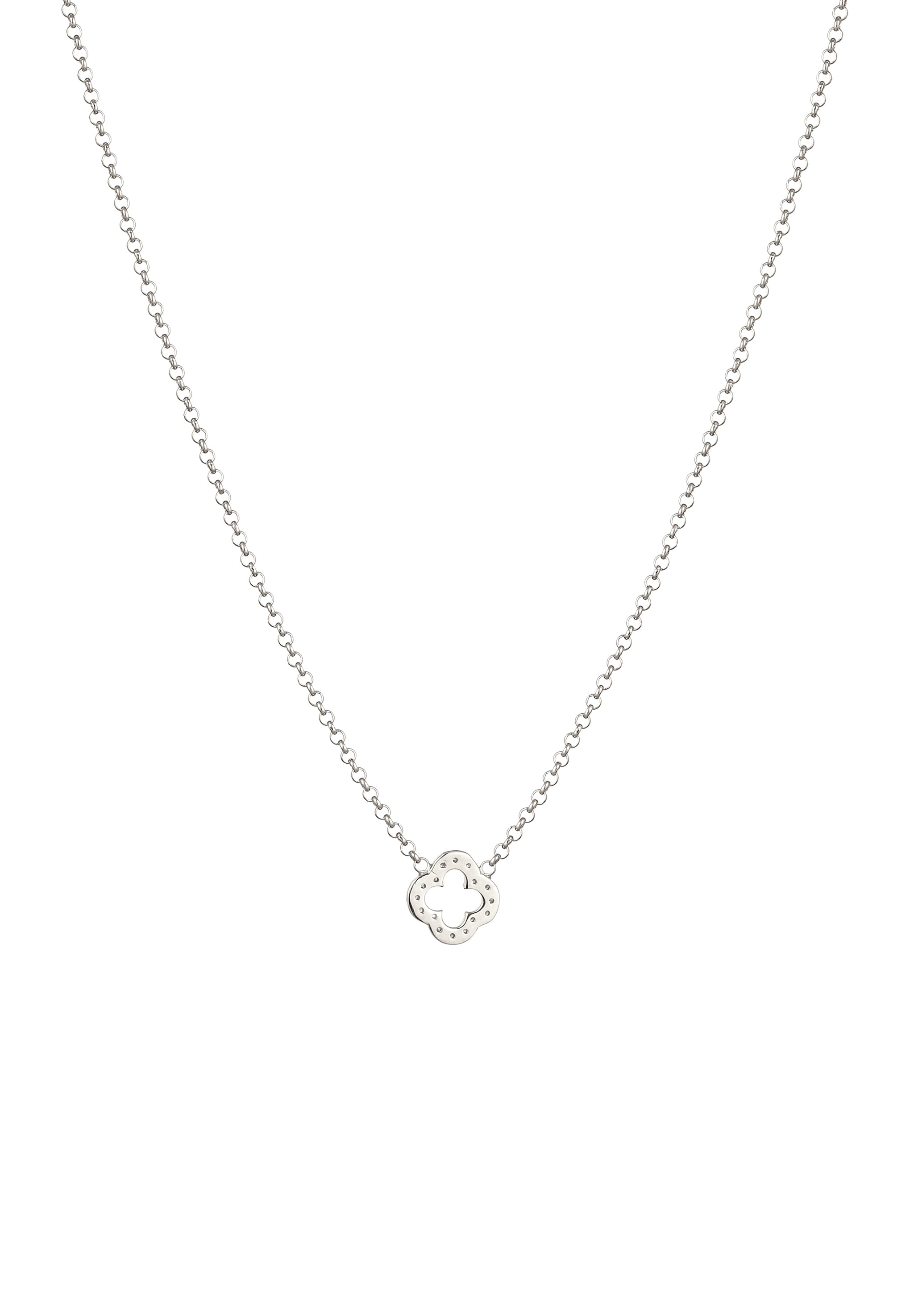 Elli Choker »Halskette Choker Kleeblatt Zirkonia Weiß 925 Sterling Silber«