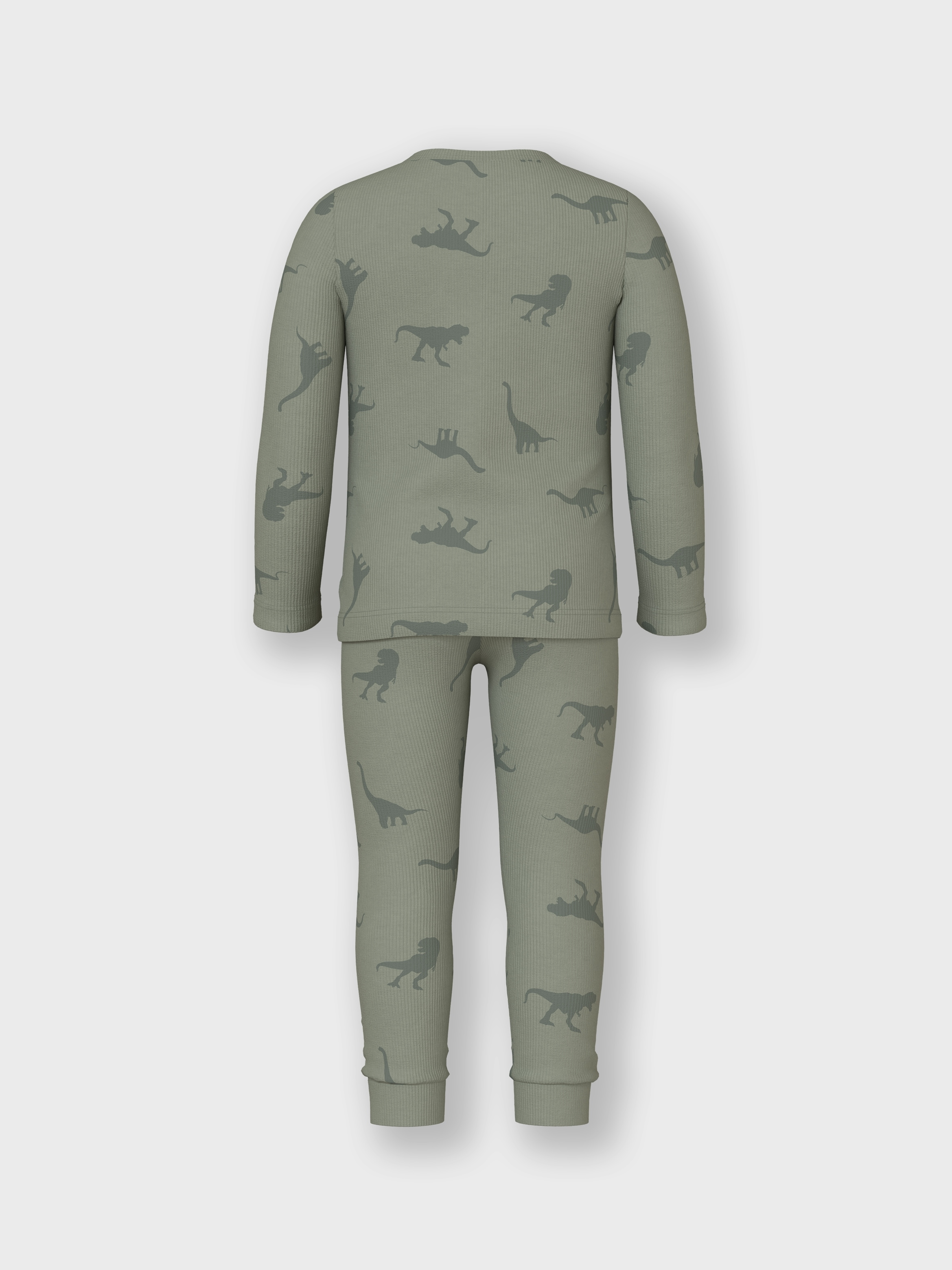 Name It Schlafanzug »NMMNIGHTSET AGAVE GREEN DINO RIB NOOS«, (Set, 2 tlg.)