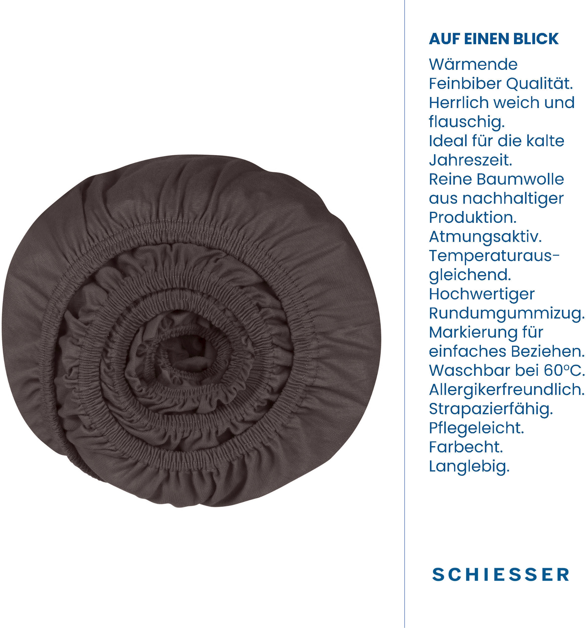 Schiesser Spannbettlaken »Finni aus wärmender Baumwolle«, für Matratzen bis zu 18 cm Höhe, Made in Green