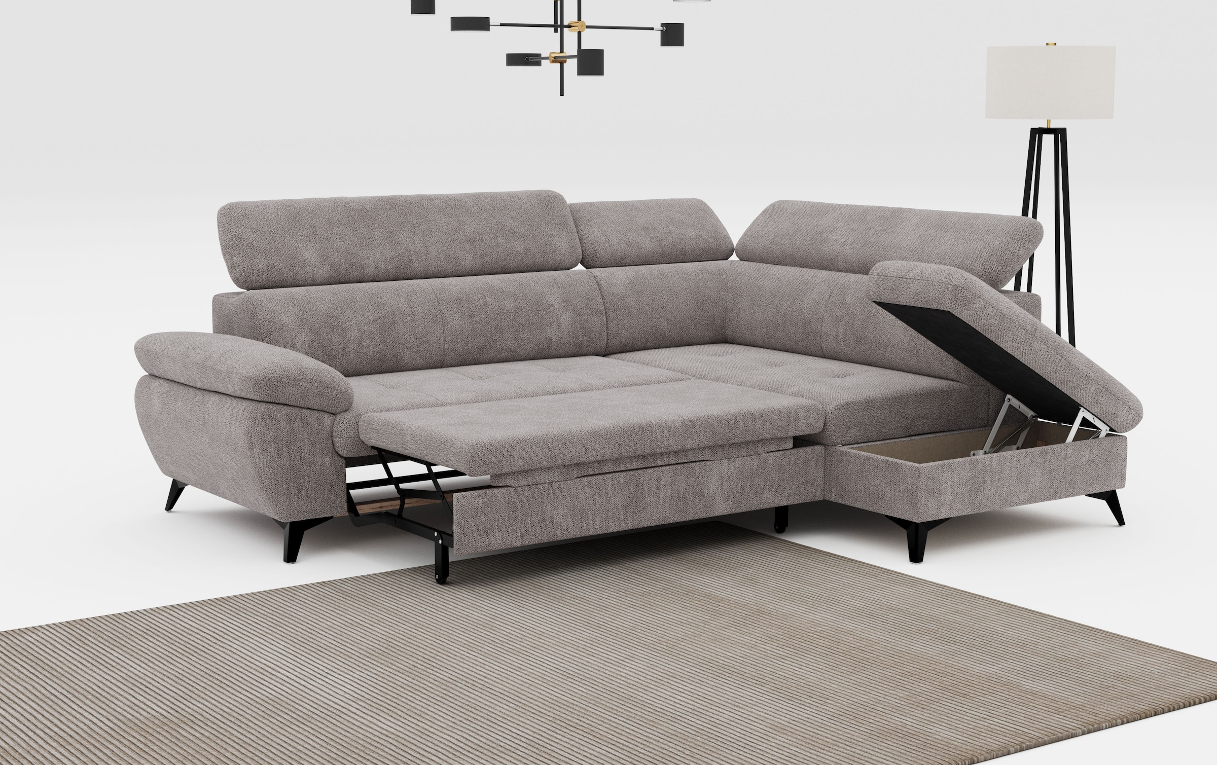 COTTA Ecksofa »Hudson L-Form«, mit Kopfteilverstellung, wahlweise mit Bettfunktion & Bettkasten