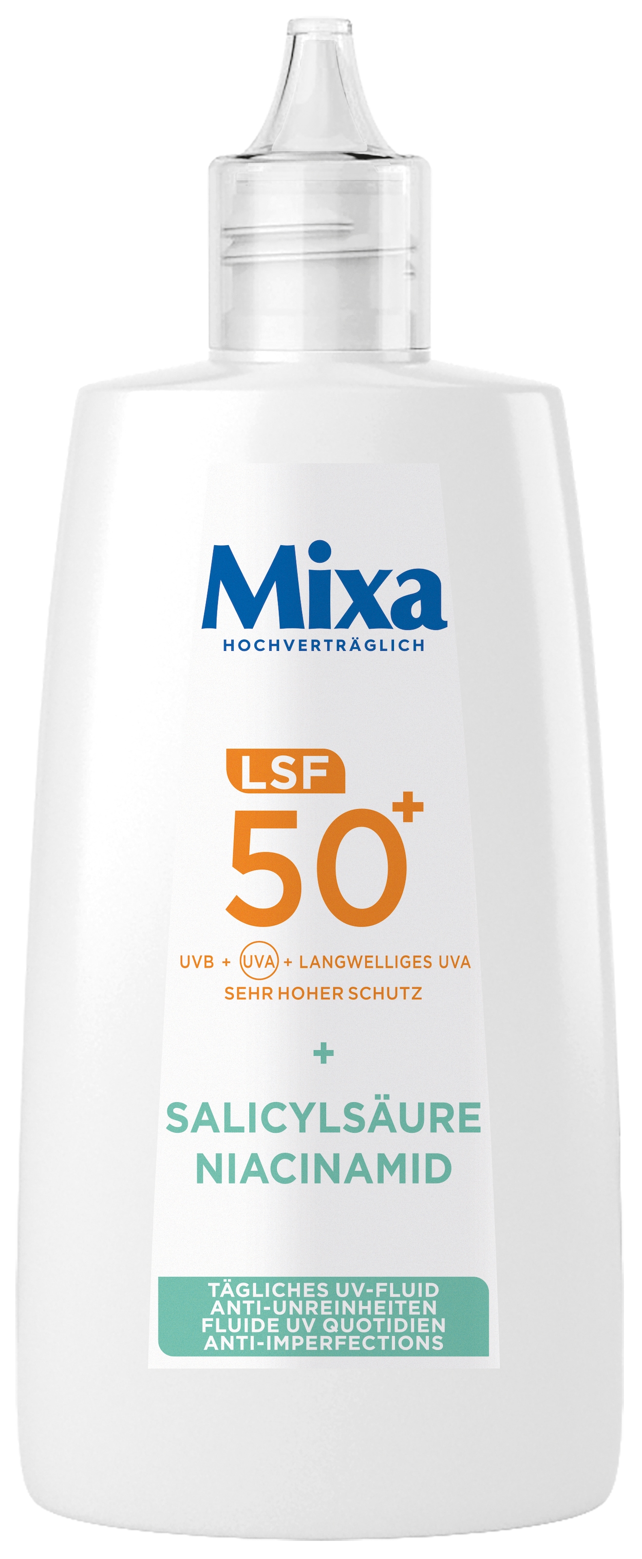 Mixa Gesichts-Reinigungsfluid »MIXA ANTI-UNREINHEITEN LSF50 + UV FLUID« mit Niacinamid