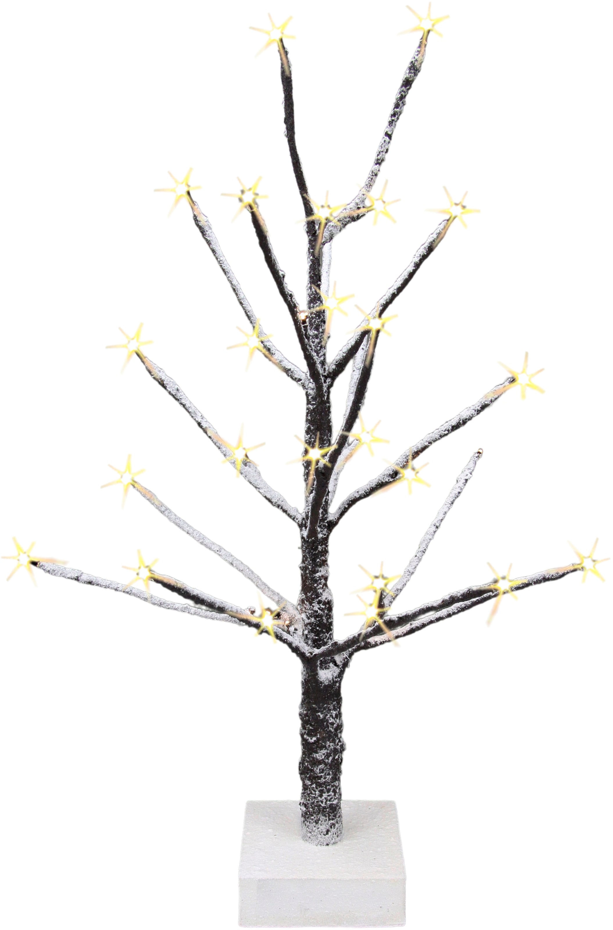 I.GE.A. Dekobaum "Künstlicher Weihnachtsbaum, Kunstbaum, Weihnachtsdeko" mit Kunstschnee und LED Beleuchtung auf Holzfuß, braun, Höhe ca. 65 cm