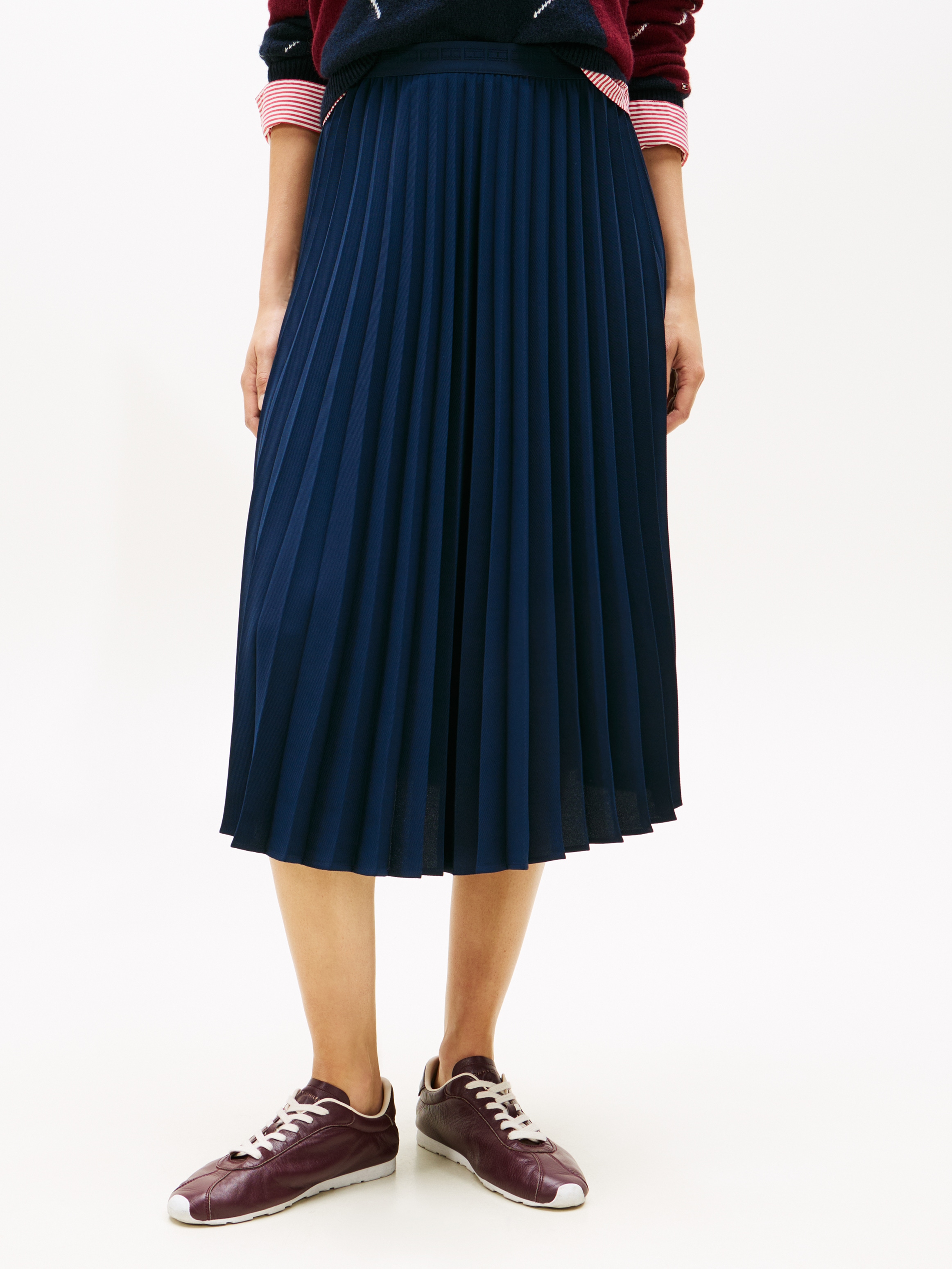 Tommy Hilfiger Plisseerock "FLUID PLEATED PULL ON MIDI SKIRT"