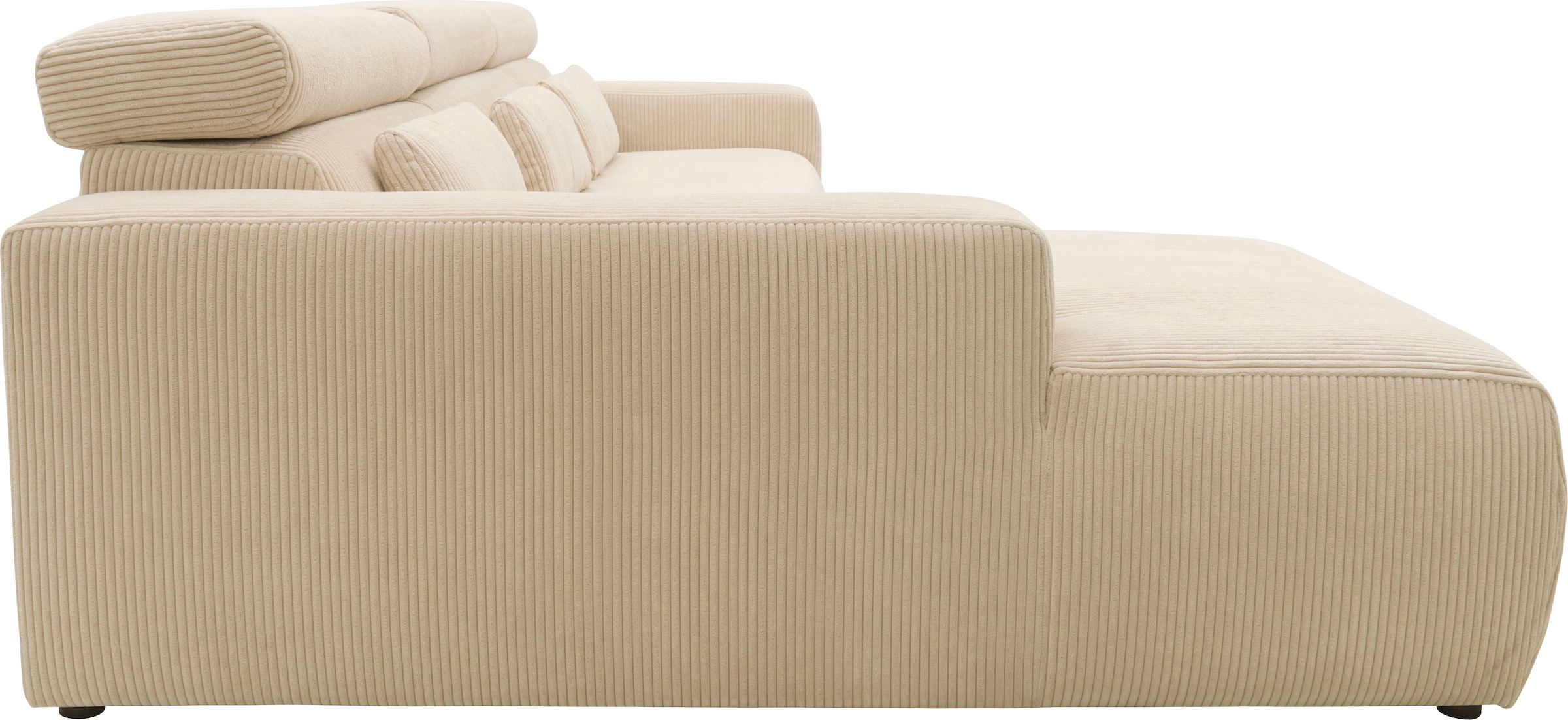DOMO collection Ecksofa »Brandon B/T/H: 289/177/80 cm, belastbar bis 140kg/ Sitz, auch in Cord«, mit Kopfteilverstellung, wahlweise Sitztiefenverstellung, L-Form