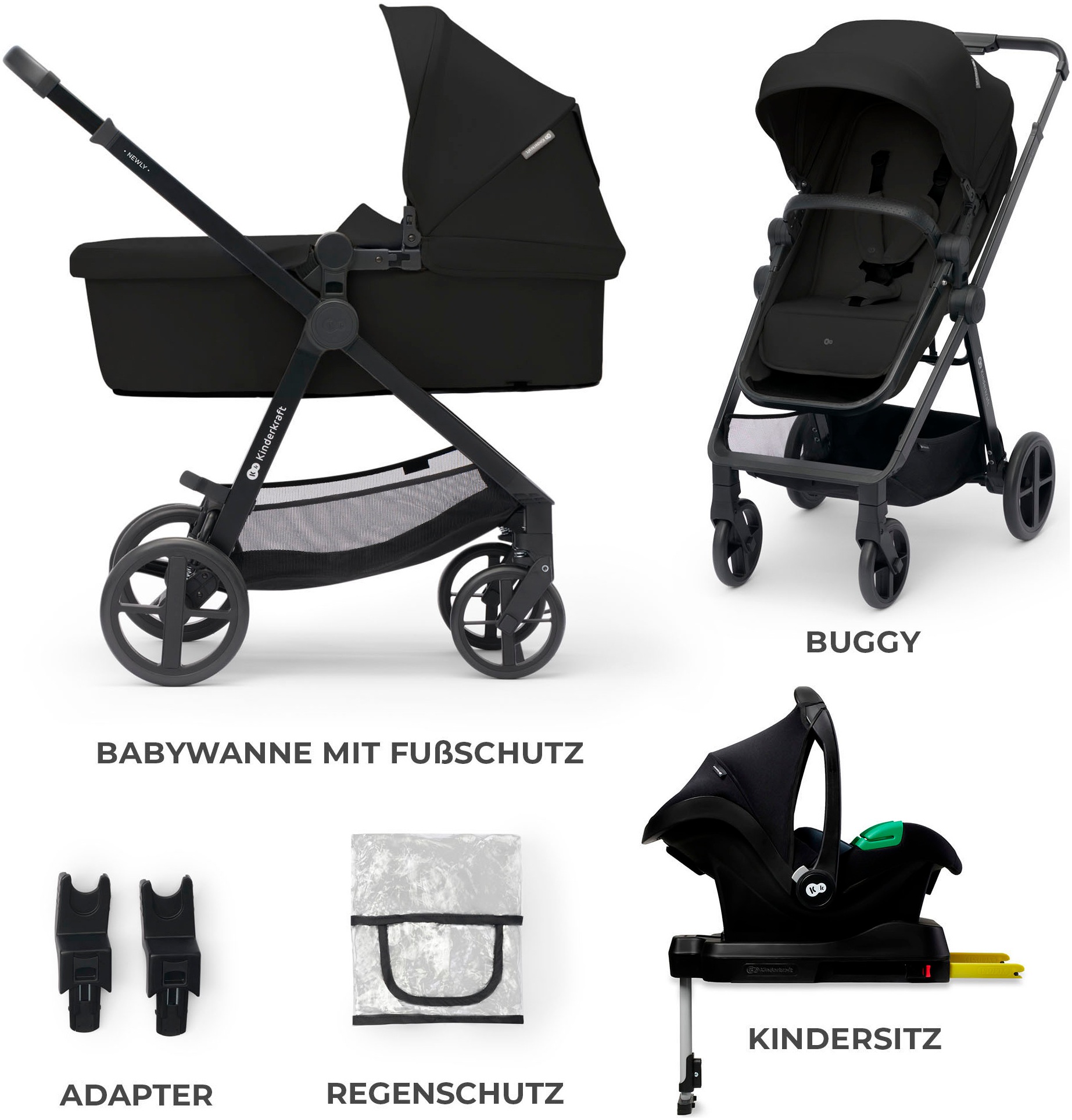 Kinderkraft Kombi-Kinderwagen »NEWLY 4IN1 MINK PRO«, 22 kg