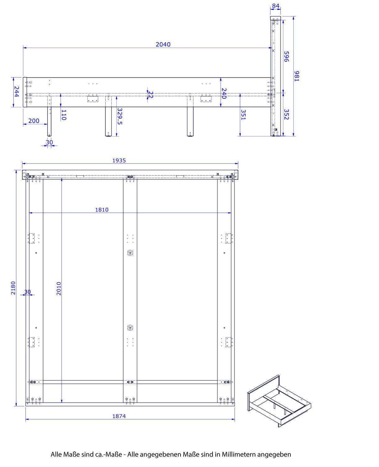 Composad Bettgestell »King-Size-Bett«, (1 tlg.), Mit Platz für Aufbewahrungsschublade (nicht enthalten)