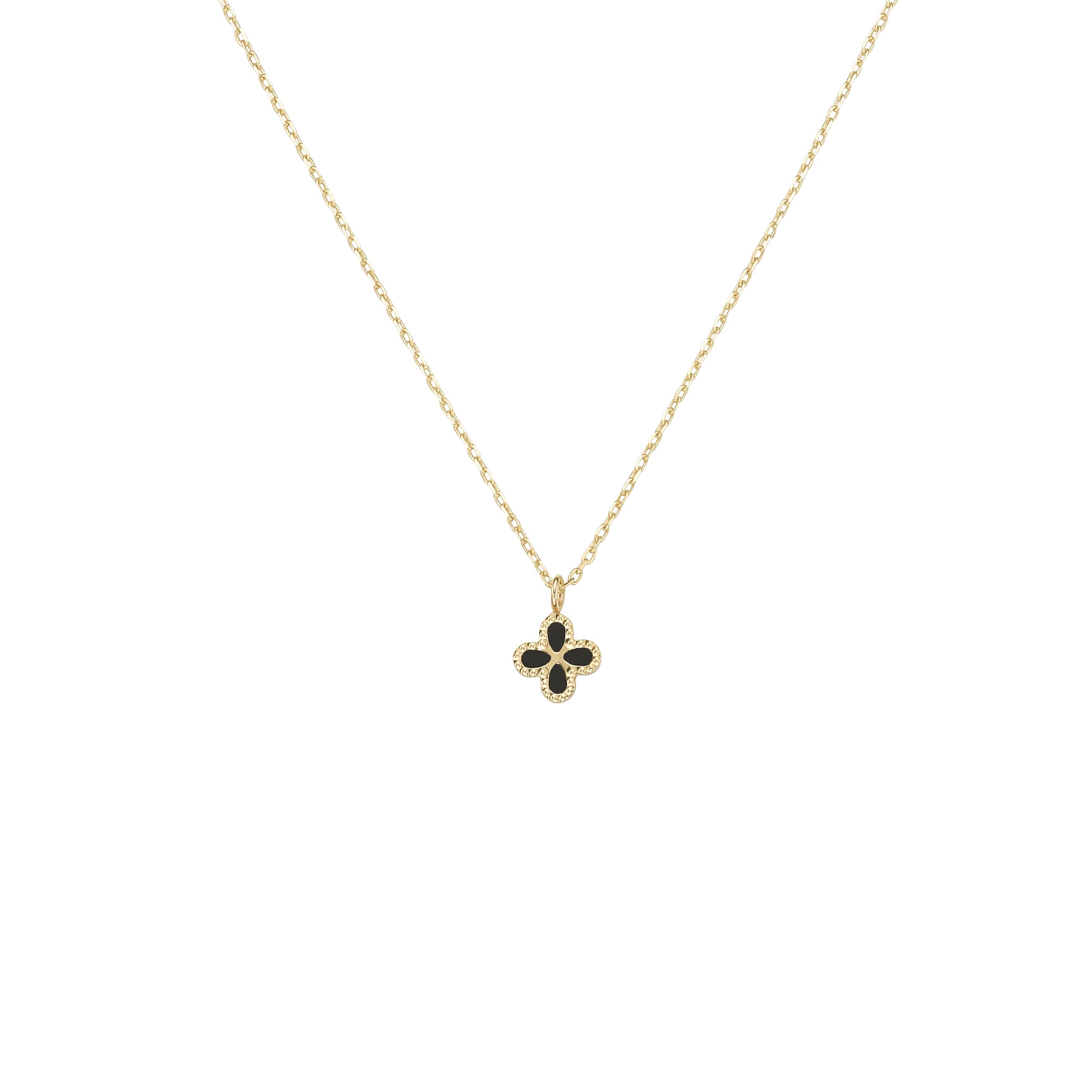 Luigi Merano Goldkette »Kette Anhänger-Blüte mit Onyx- oder Perlmutt-Einlage, Gold 375«