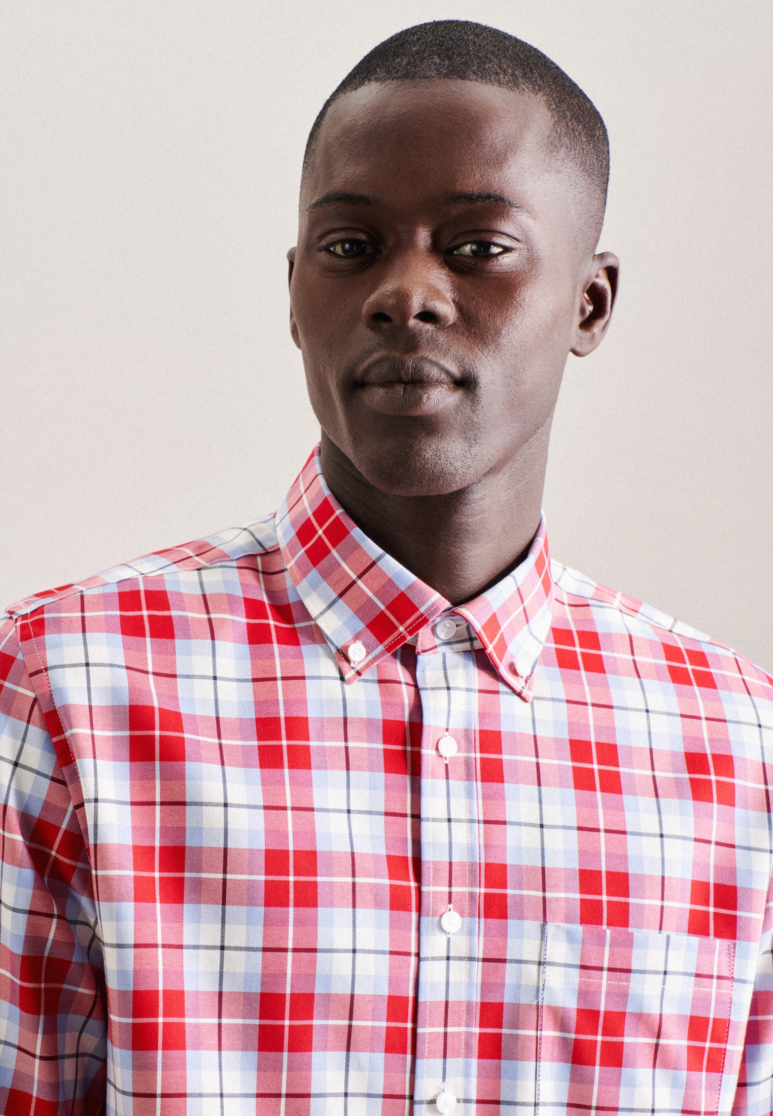 seidensticker Businesshemd »Slim« Slim 1/1 Button-Down-Kragen Karo