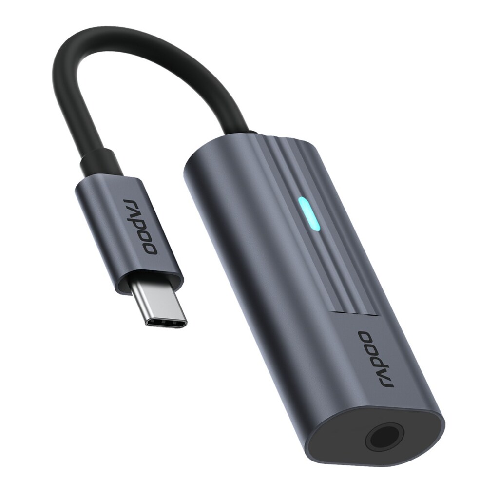 Rapoo USB-Adapter »UCA-1002 USB-C Adapter, USB-C auf 3,5 mm Audio, Grau«, USB-C zu 3,5-mm-Klinke, 15 cm