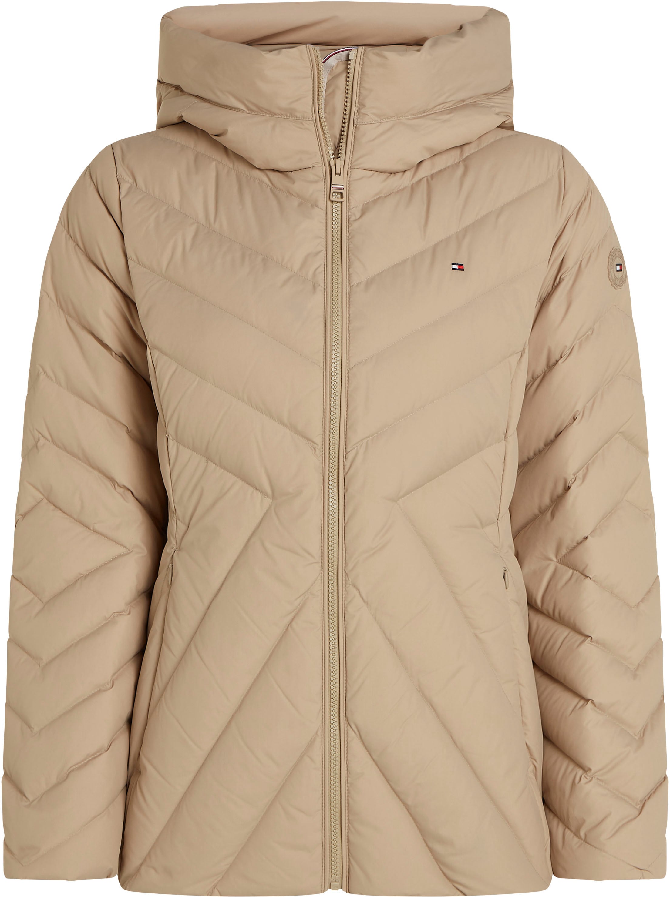 Tommy Hilfiger Steppjacke »CHEVRON MW PADDED JACKET«, mit Kapuze, mit mittelstarker Wattierung und Tommy Hilfiger Markenlabel