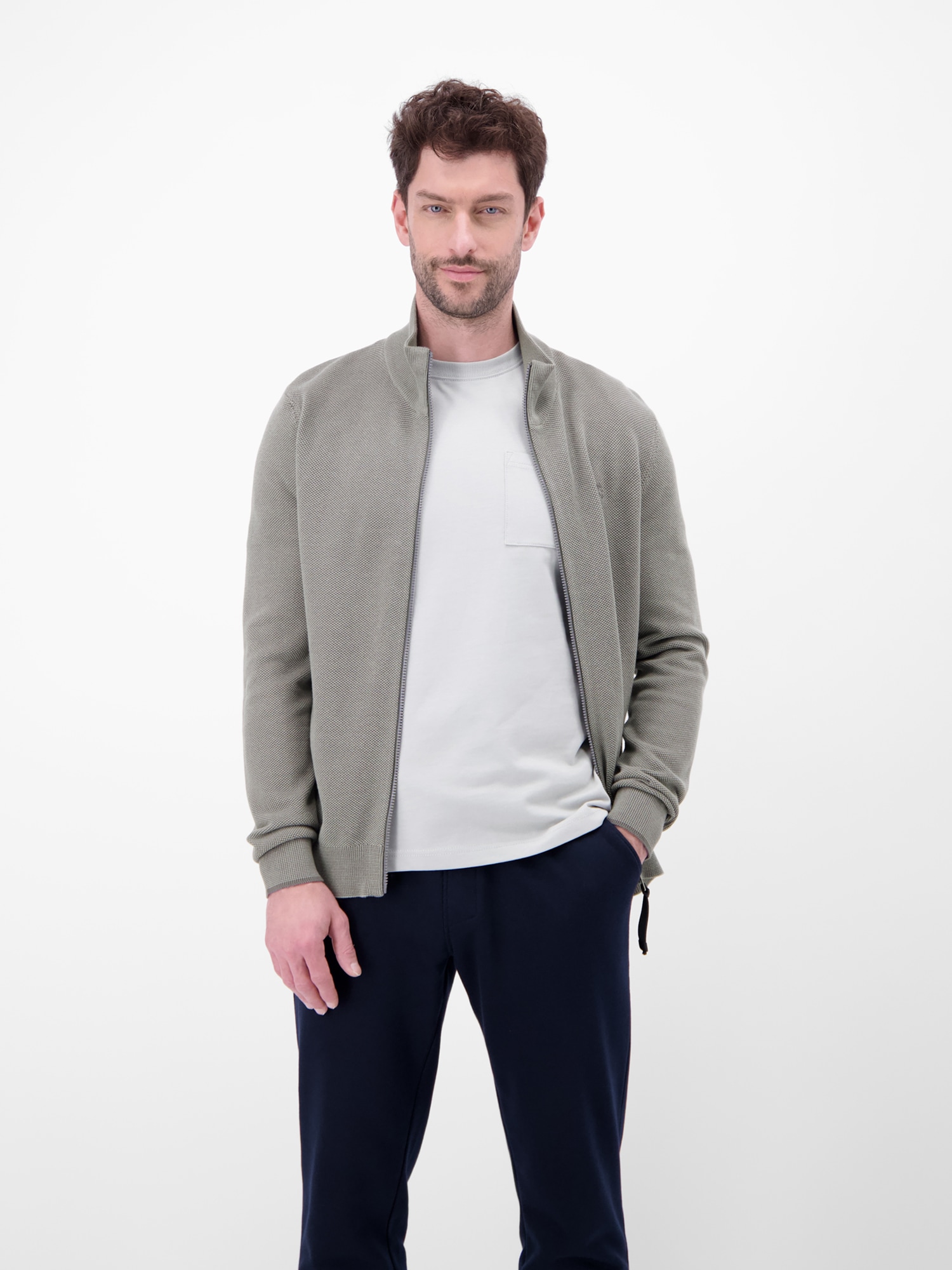 LERROS Strickjacke »LERROS Strickjacke mit Stehkragen in 2-Tone-Optik«