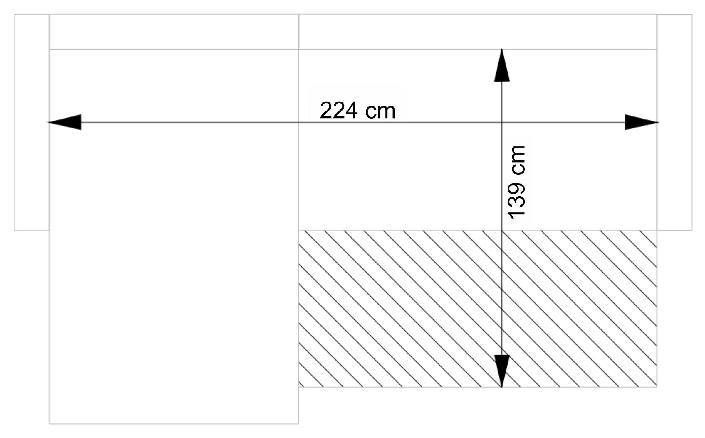 andas Ecksofa »MERLE, 258 cm, L-Form, traumhafter Cord,« mit Bettfunktion und Bettkasten, Liegefläche 224 x 139