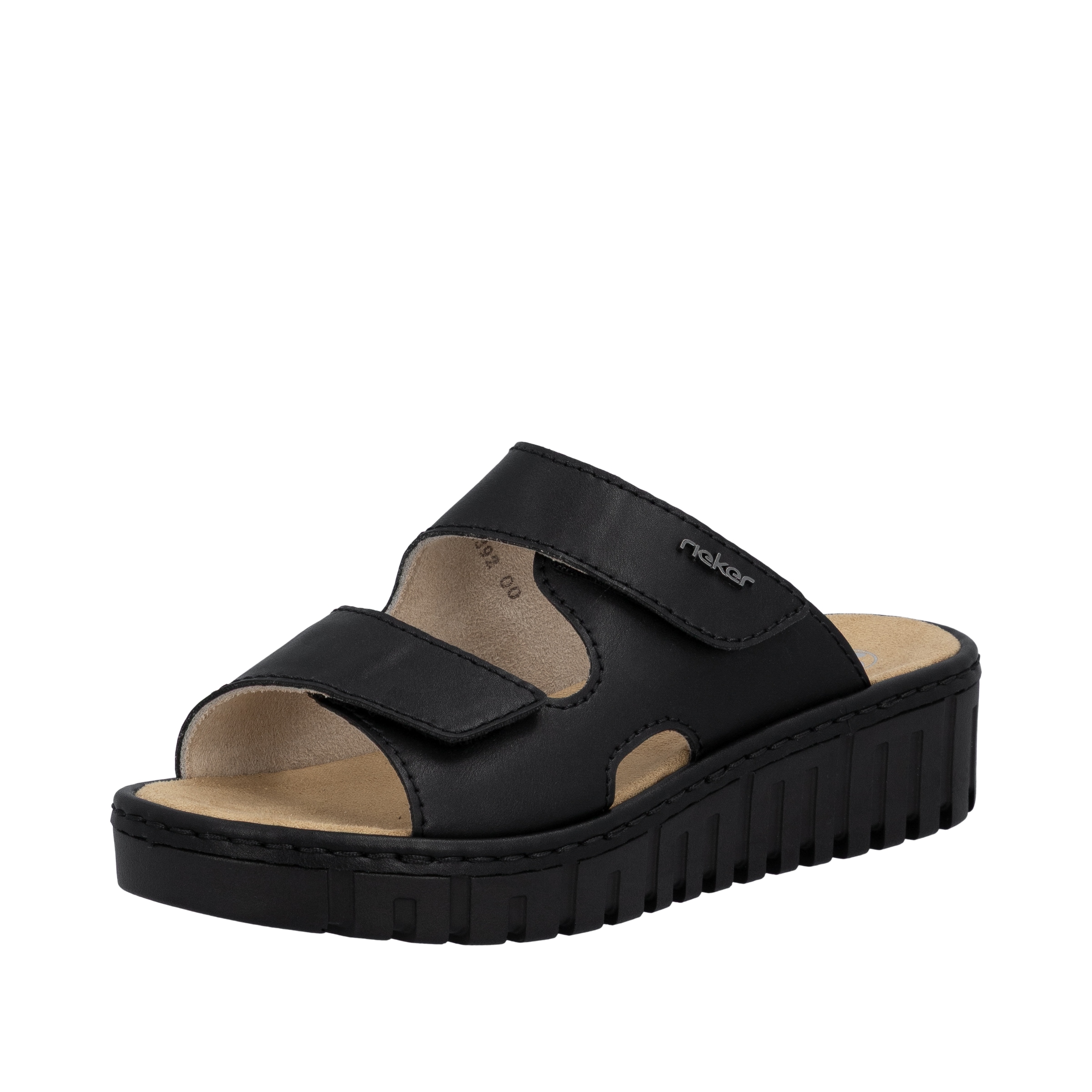 Rieker Pantolette  Sommerschuh, Schlappen, Hausschuh mit modischer Plateausohle