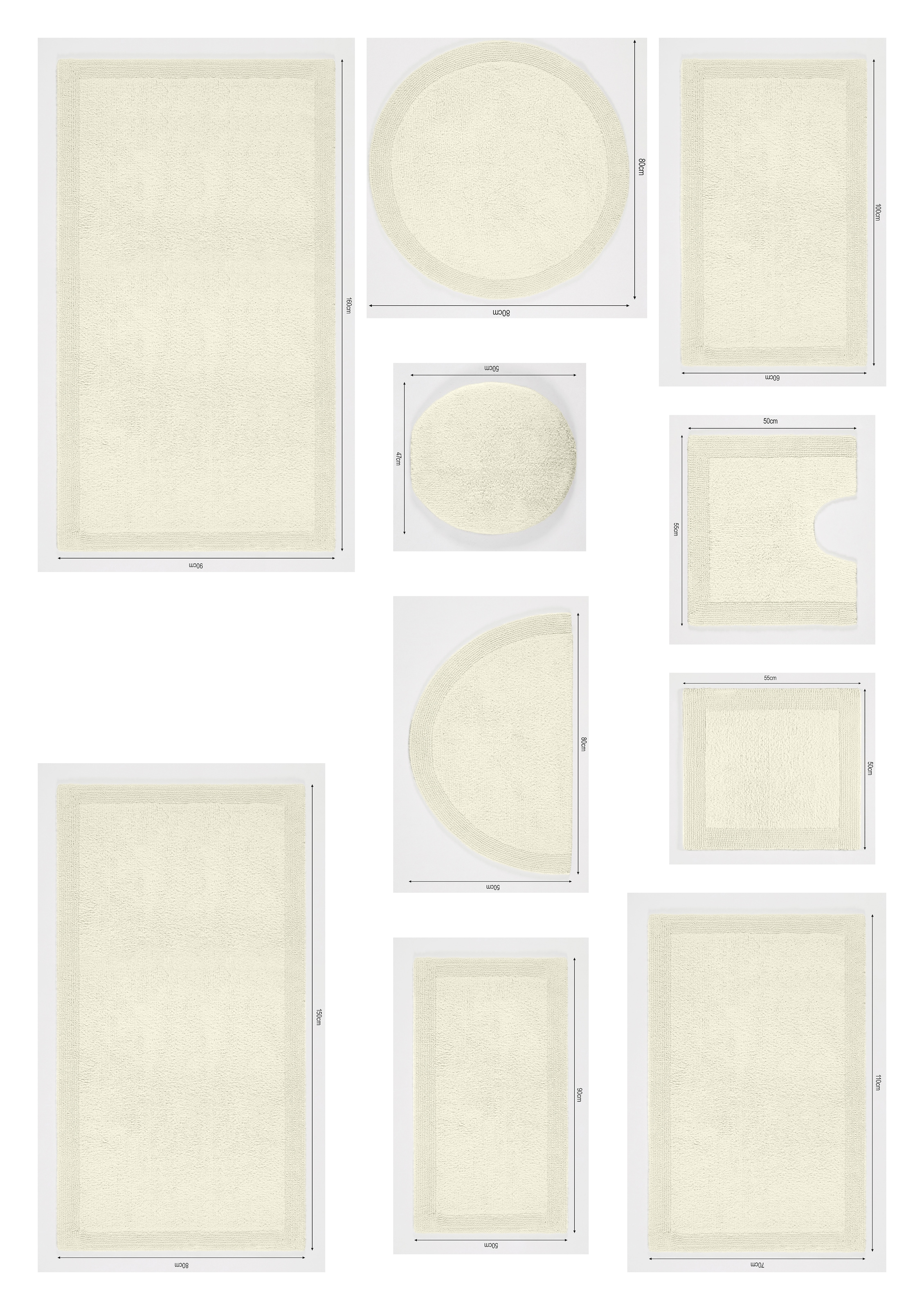 my home Badematte »Kapra, Badvorleger, Badezimmer Teppich« Höhe 14 mm beidseitig nutzbar | fußbodenheizungsgeeignet | strapazierfähig mit Bordüre, Badteppich, Badematte, Baumwolle