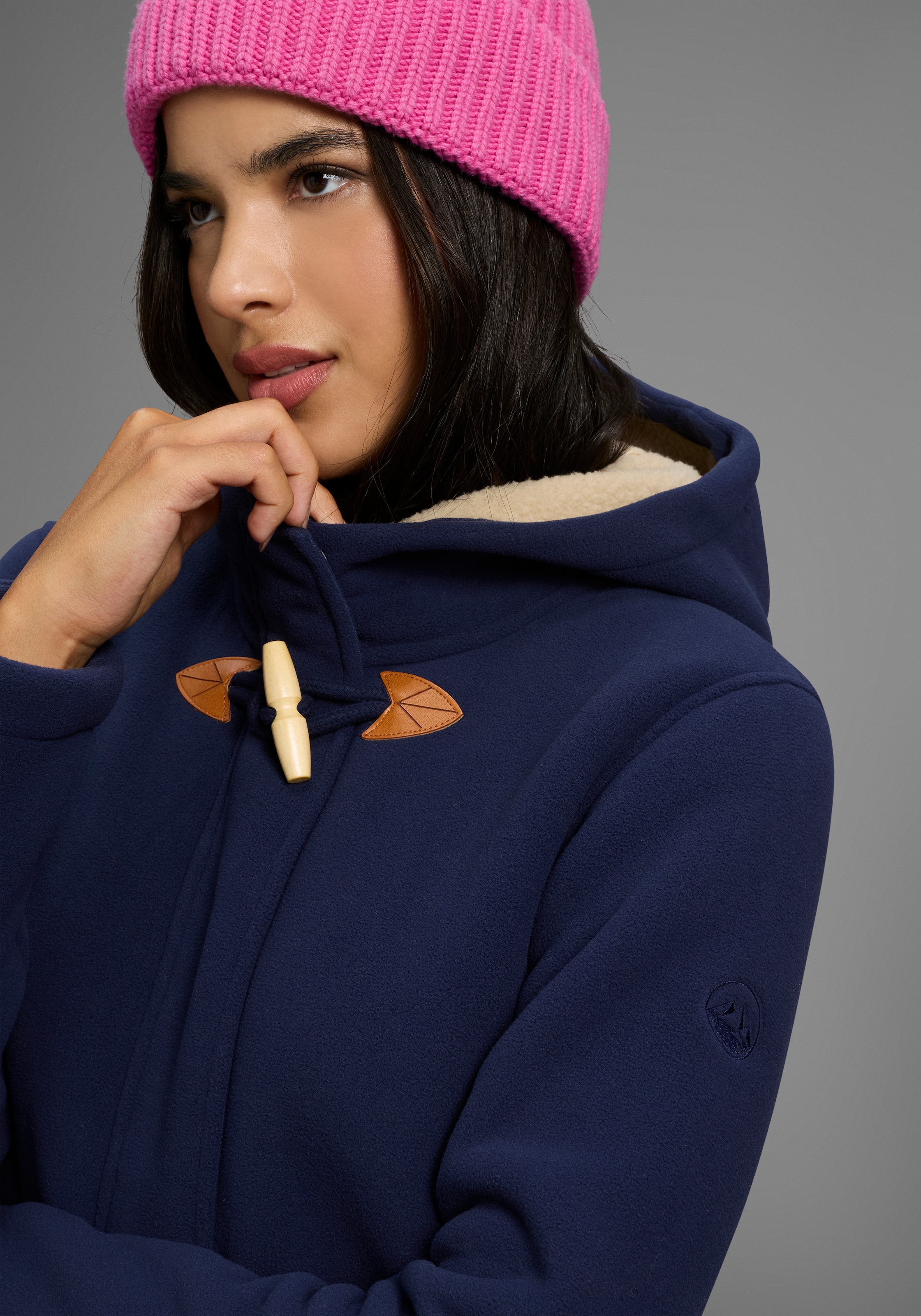 Polarino Fleecejacke, mit Kapuze, Fleece Jacke, innen mit Sherpa Fleece, Teddy Fell Imitat