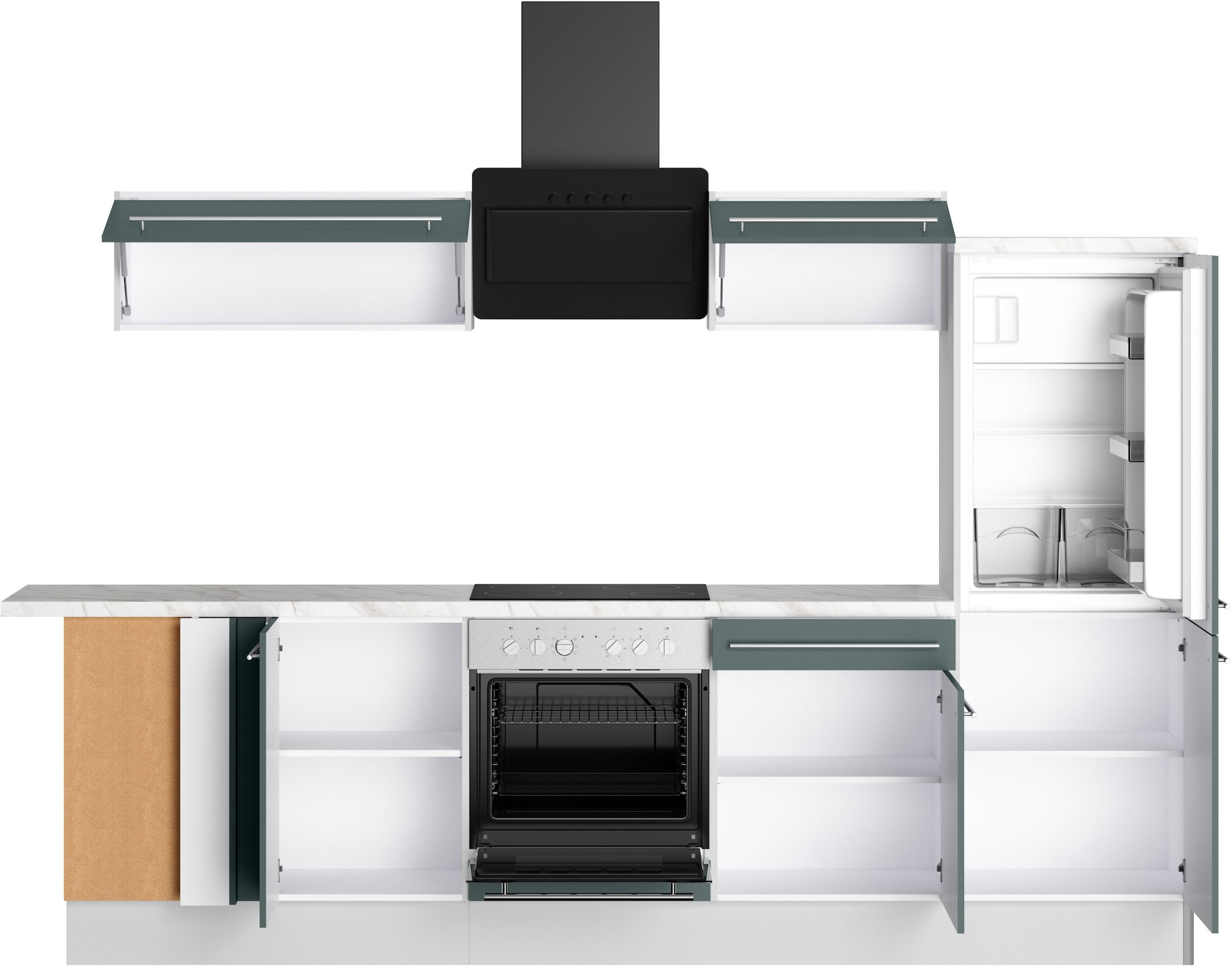 KOCHSTATION Küche »KS-Bern2«, Stellmaße 175 x 295 cm, wahlweise mit E-Geräten