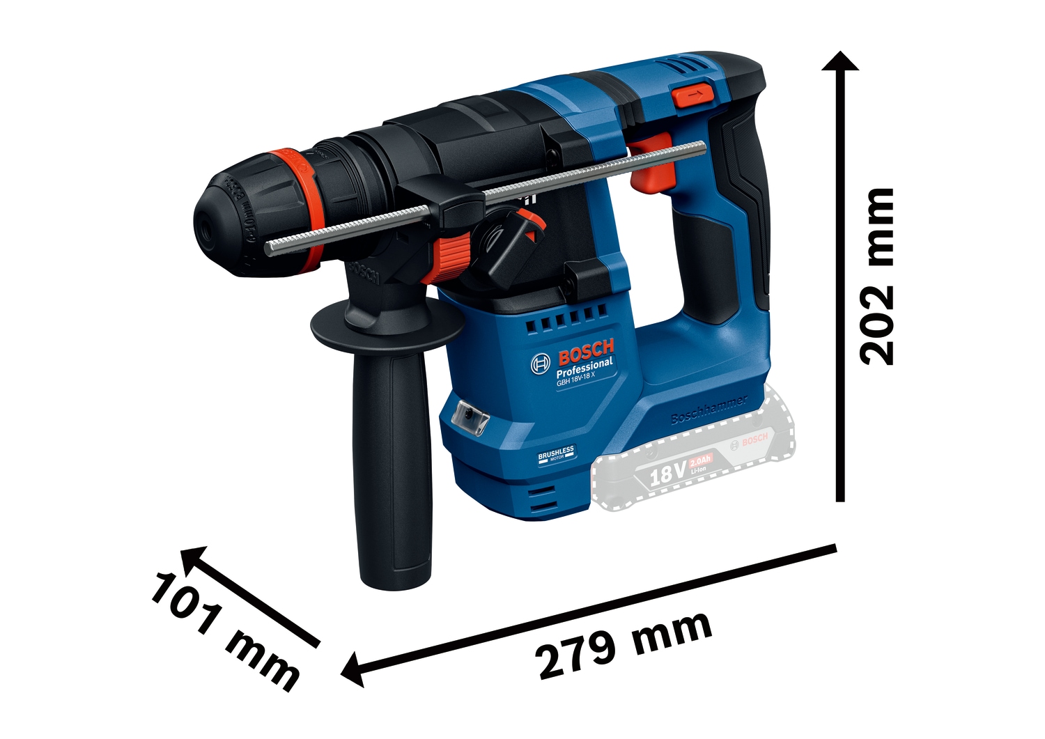 Bosch Professional Akku-Bohrhammer »GBH 18V-18 X«, mit ONECHUCK, in L-BOXX, ohne Akku und Ladegerät