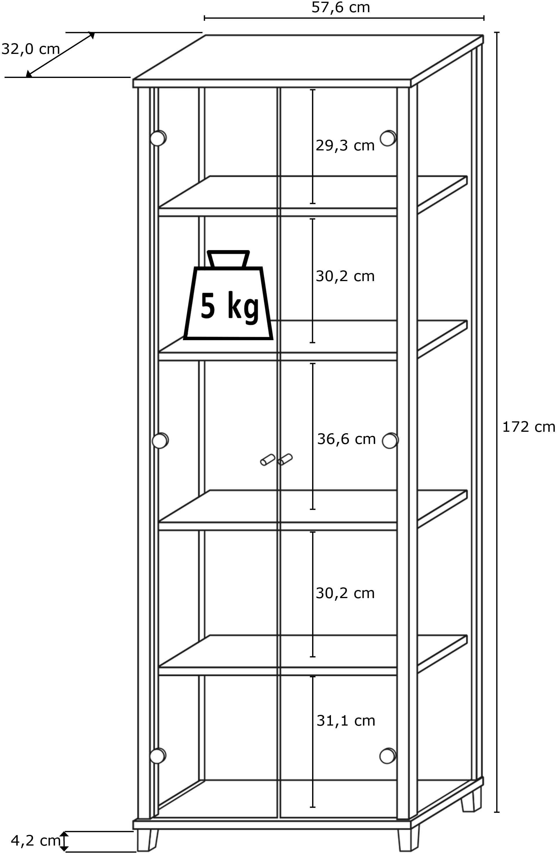 fif möbel Vitrine »OPTIMA«, Standvitrine, Vitrinenschrank, Glasvitrine, Sammlervitrine