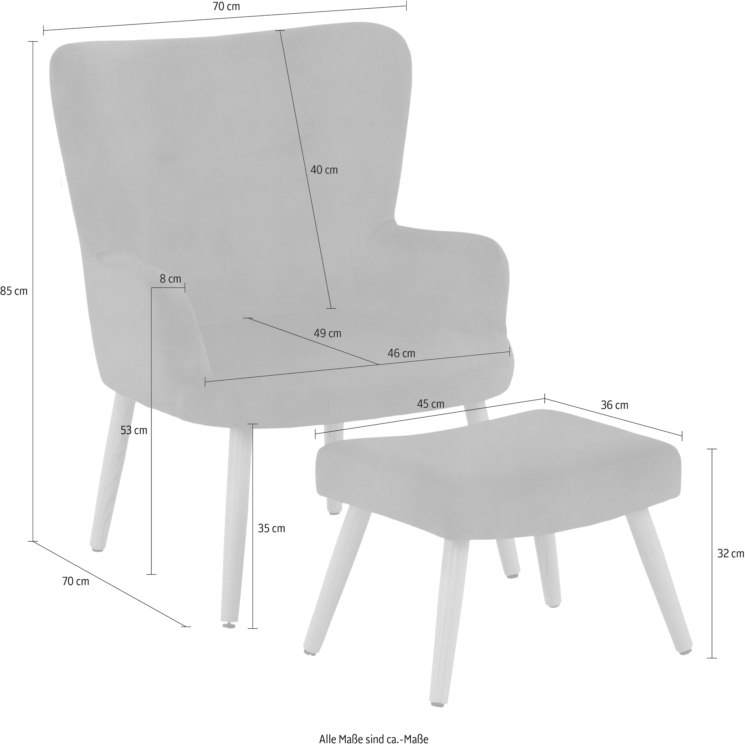 INOSIGN Sessel »Levent«, Hocker, in unterschiedlichen Bezugsqualitäten, Sitzhöhe 40 cm