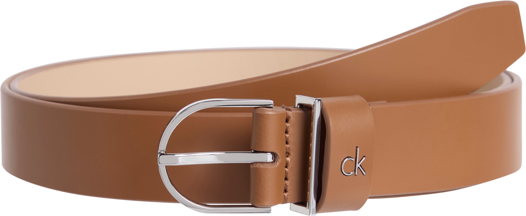Calvin Klein Ledergürtel »CK METAL LOOP ROUND BUCKLE 2.5«, mit Metall-Label
