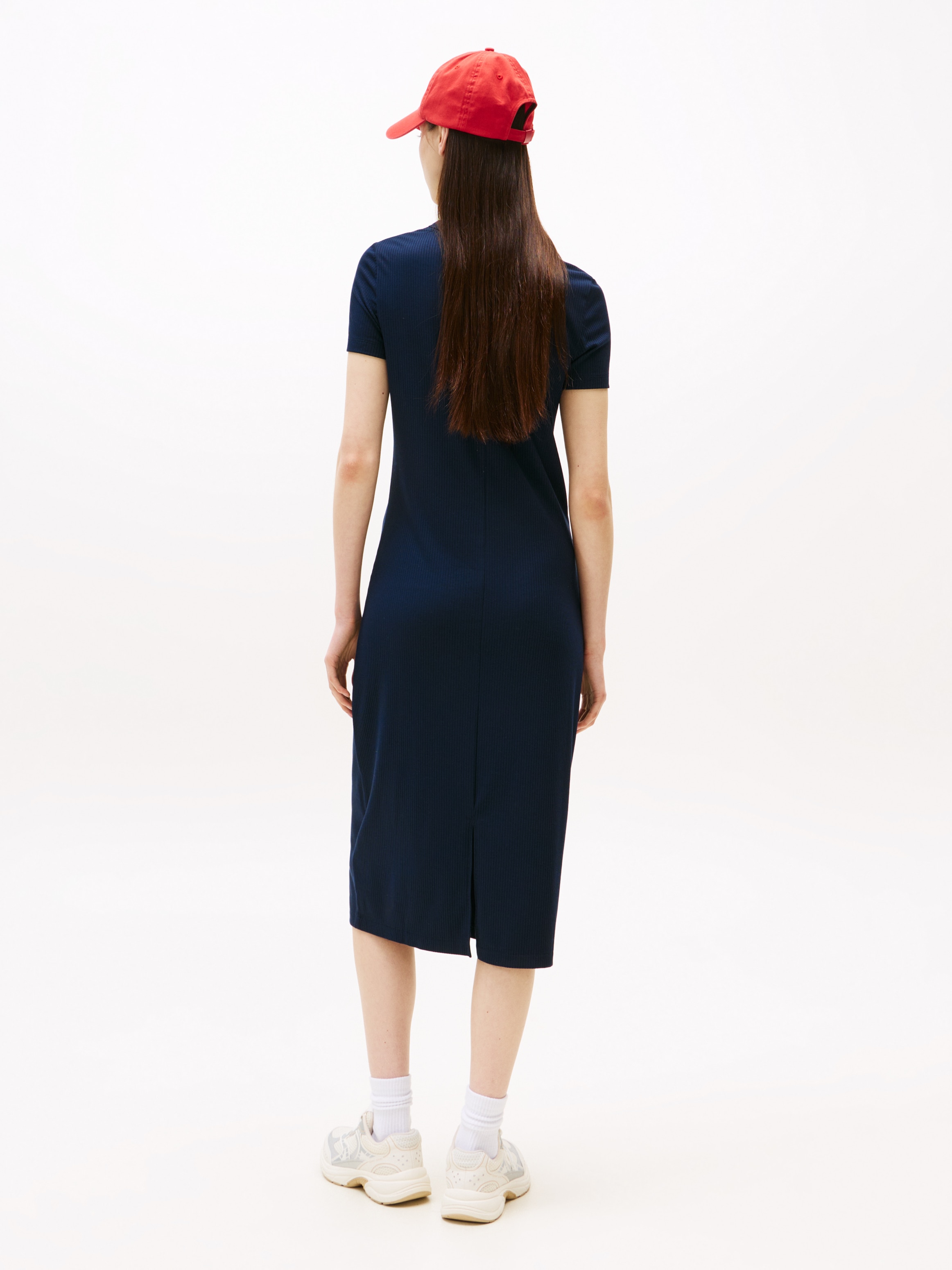 Tommy Jeans Jerseykleid, mit gerippter Struktur, Logostickerei