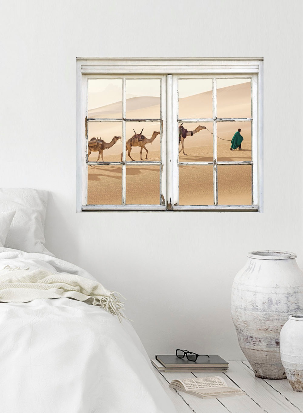 queence Wandsticker »Kamele in Wüste«, Wandsticker, Wandbild, selbstklebend, 3D, Fenster