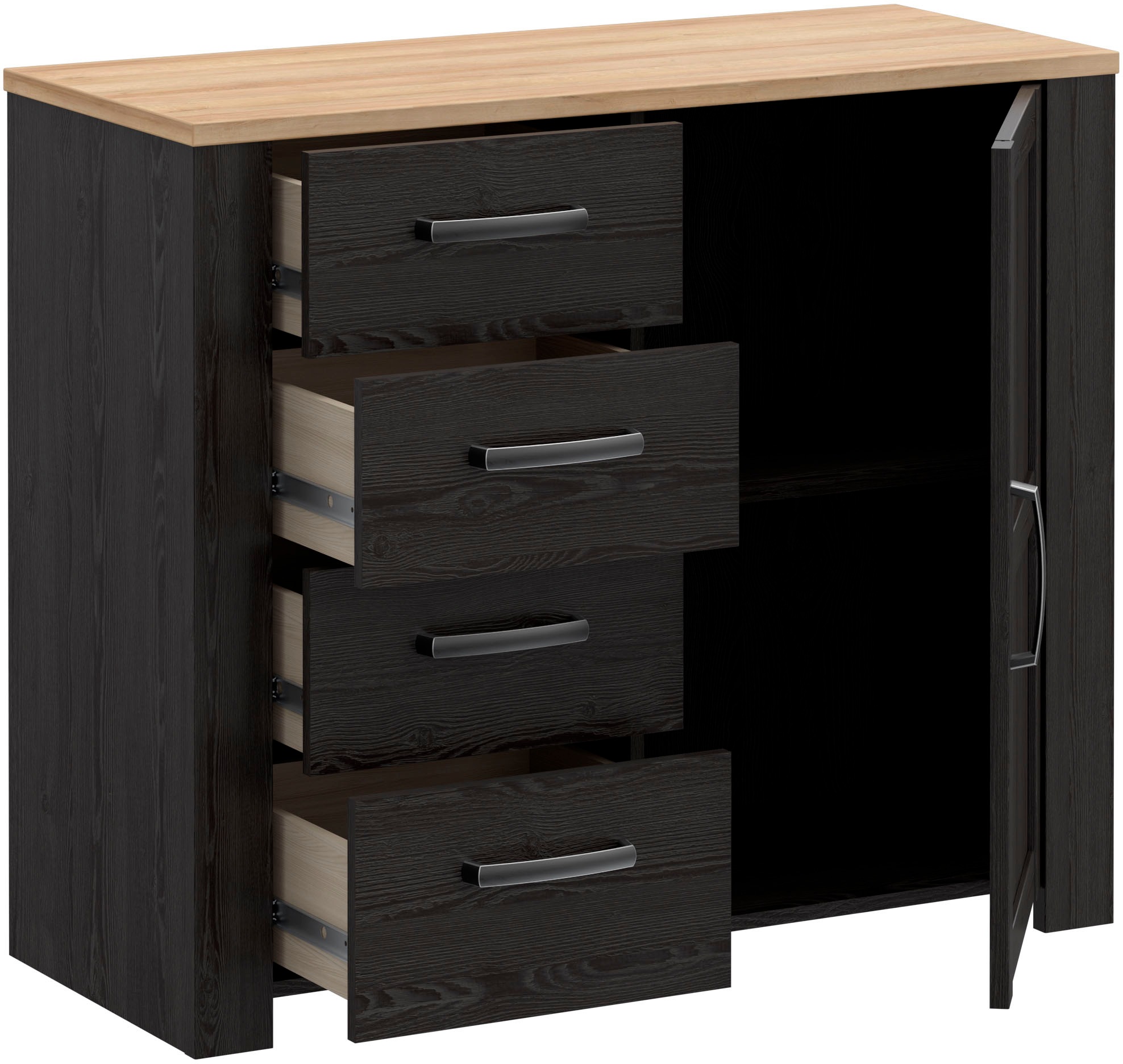 FORTE Kommode B/H/T 101,4/87/42 cm, Soft Close, 4 Schubkästen