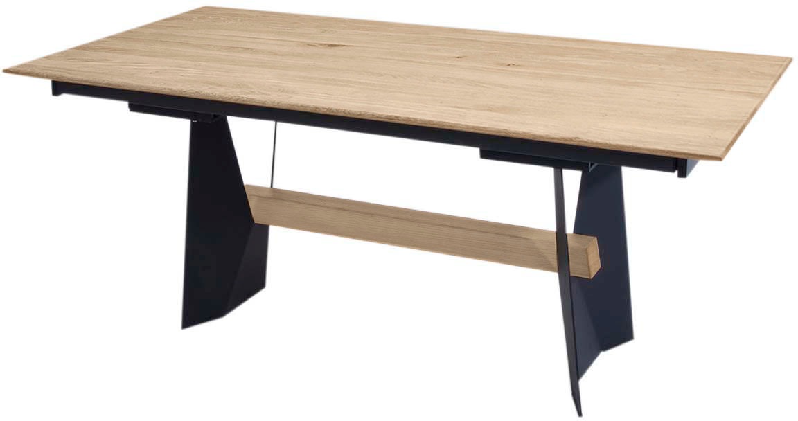 K+W Komfort & Wohnen Esstisch, Tisch fix, Gestell aus Metall mit Massivholzbalken, in 2 Breiten