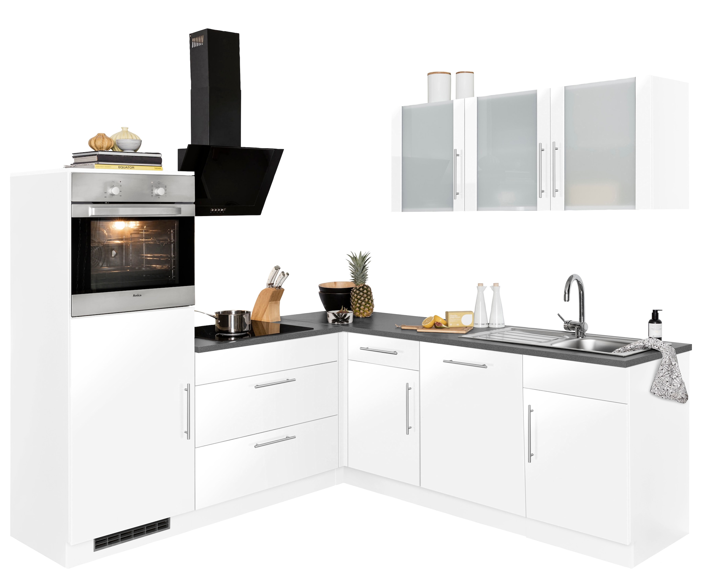 wiho Küchen Winkelküche »Cali«, ohne E-Geräte, Stellbreite 210 x 220 cm auf  Raten bestellen | Backofenumbauschränke