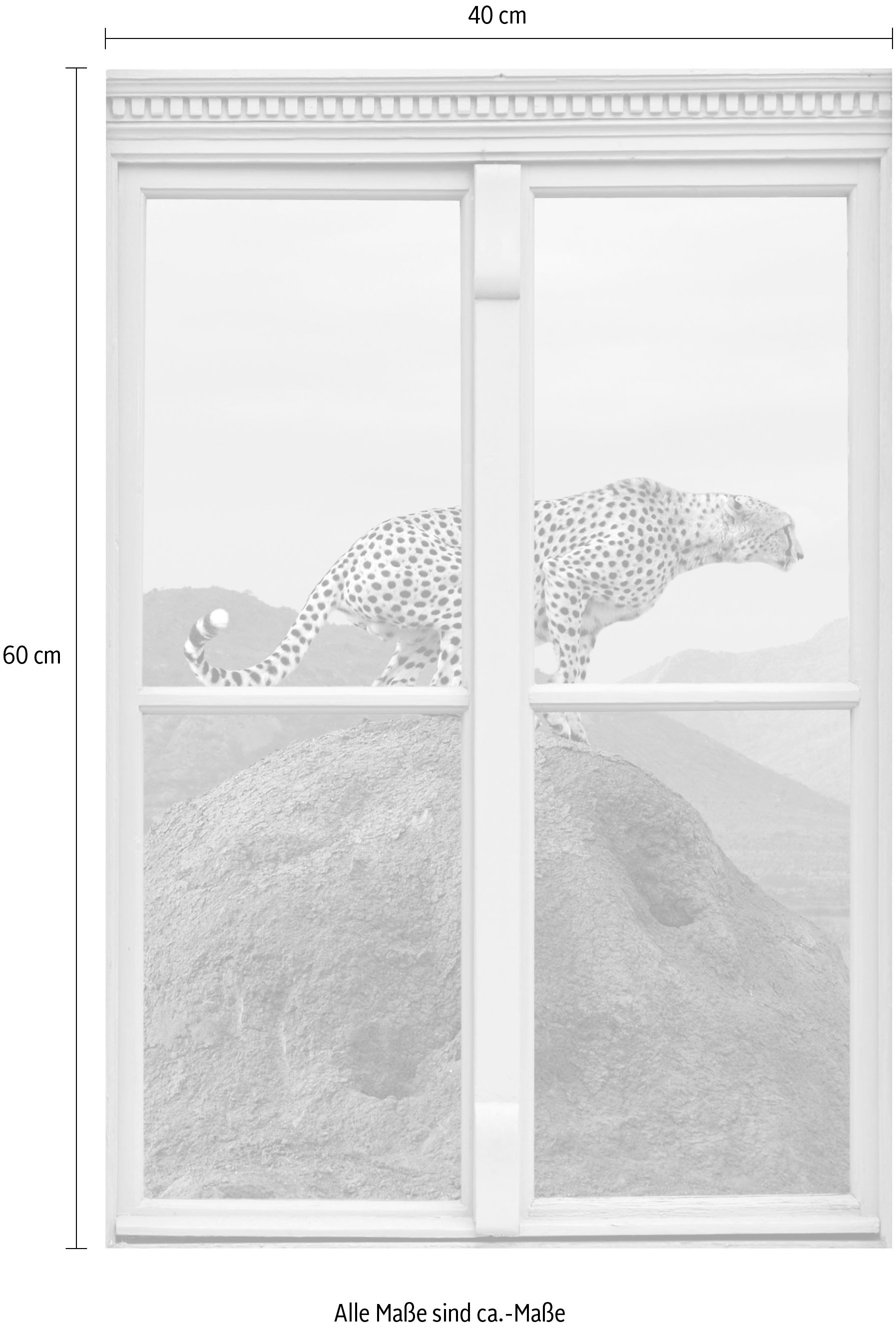 queence Wandsticker »Gepard« Wandsticker, Wandbild, selbstklebend, 3D, Fenster